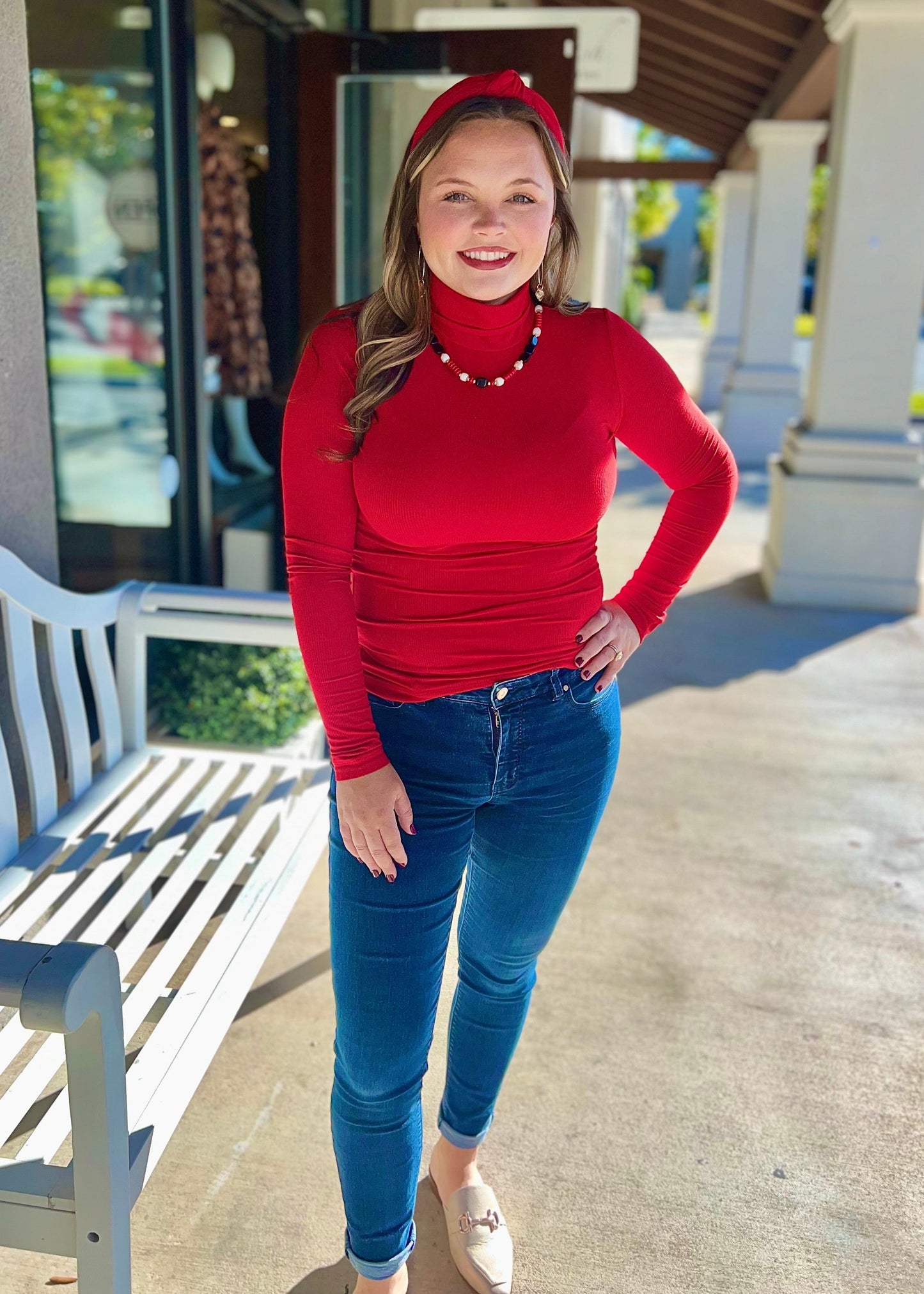 Ribbed Turtle Neck-Red - Butler's Stash