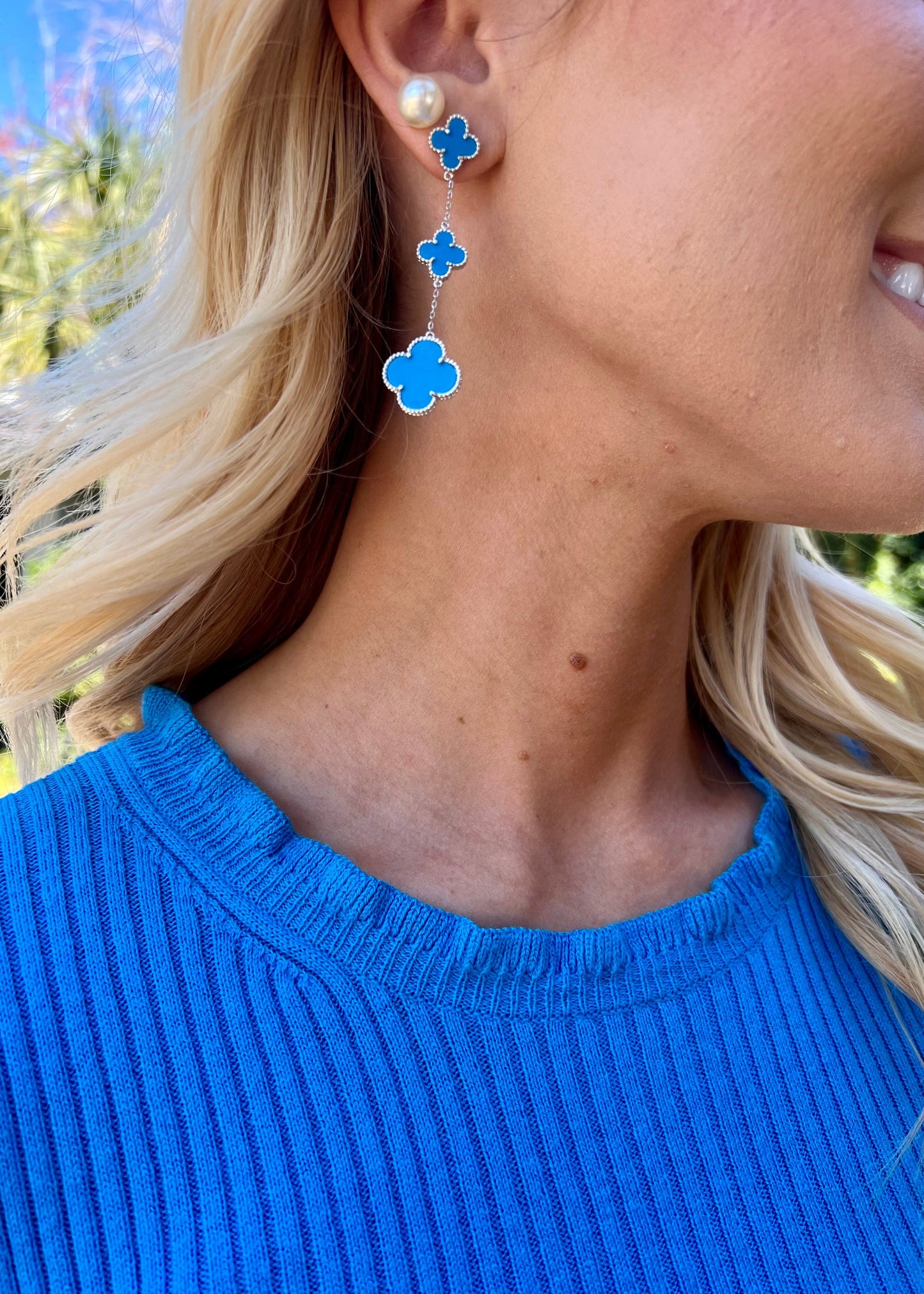 Turquoise Clover Silver Earrings - Butler's Stash