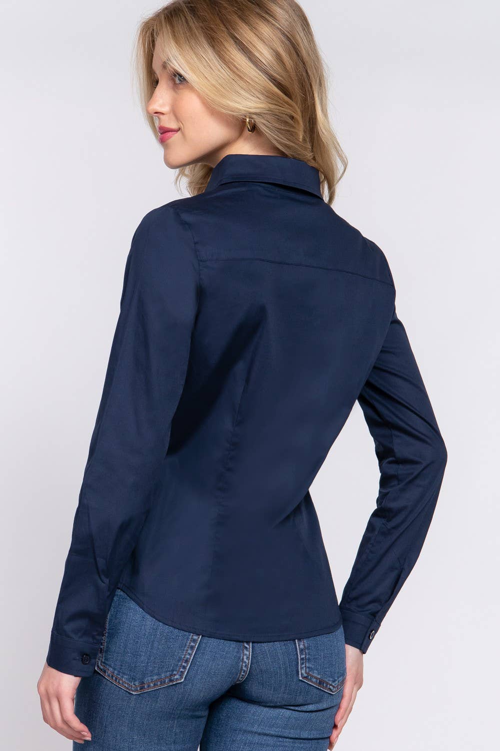 Long Sleeve Button Down Stretch Poplin Shirt - Butler's Stash
