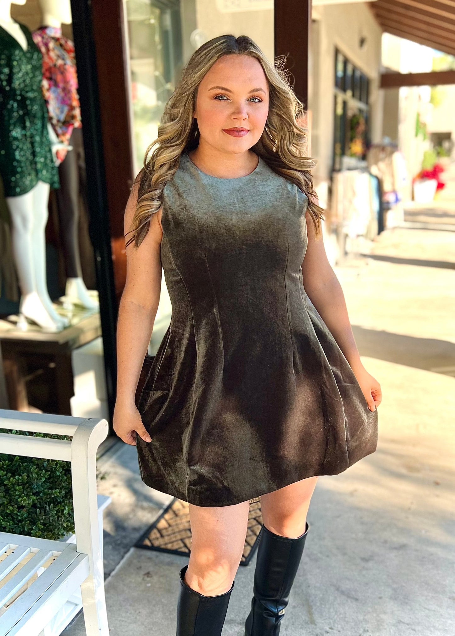 Velvet Pleated Dress - Butler's Stash