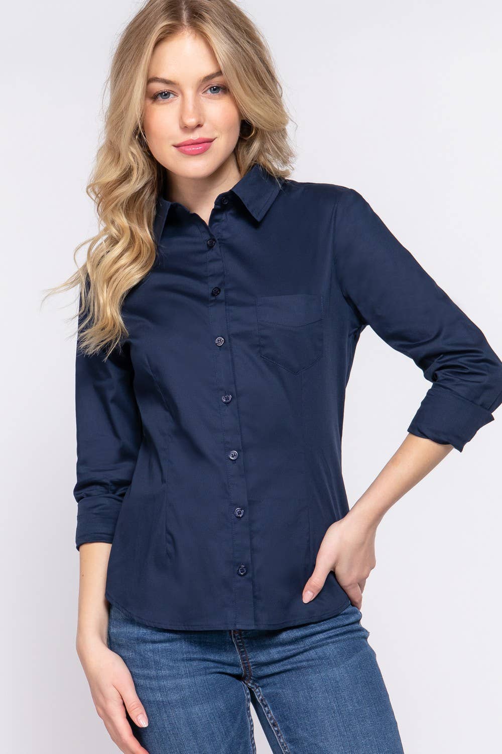 Long Sleeve Button Down Stretch Poplin Shirt - Butler's Stash