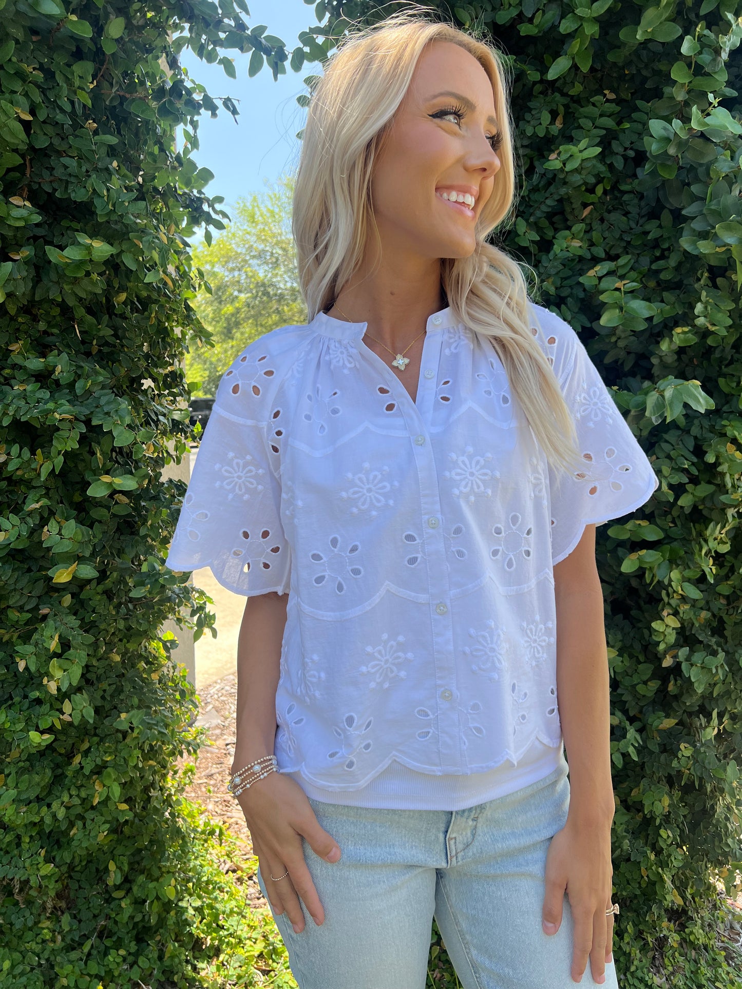 Neda Scalloped Sleeve Blouse