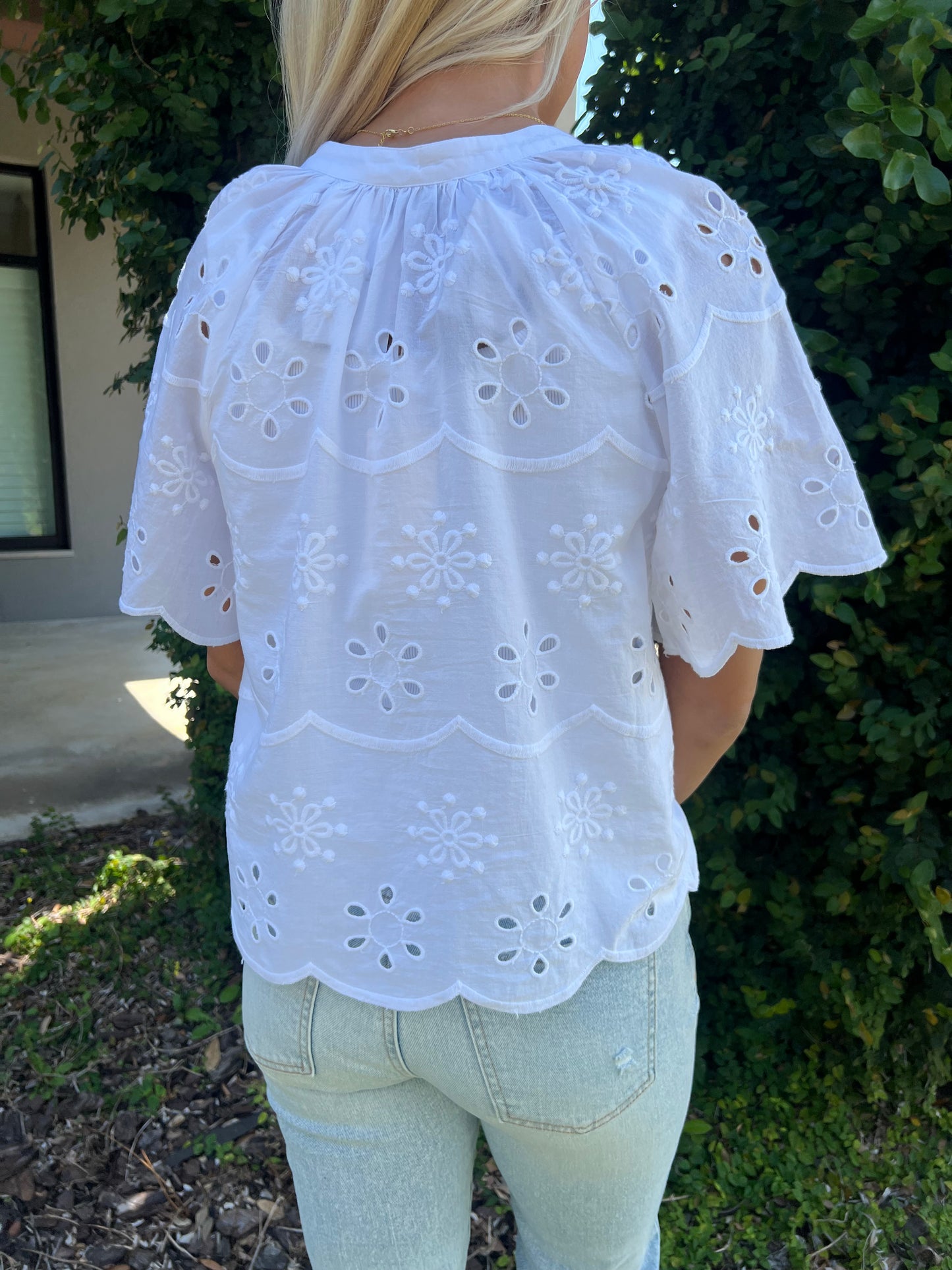 Neda Scalloped Sleeve Blouse