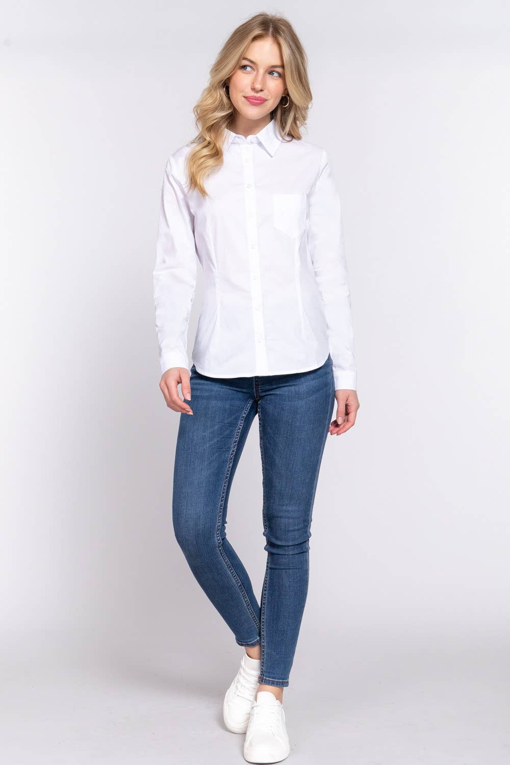 Long Sleeve Button Down Stretch Poplin Shirt - Butler's Stash