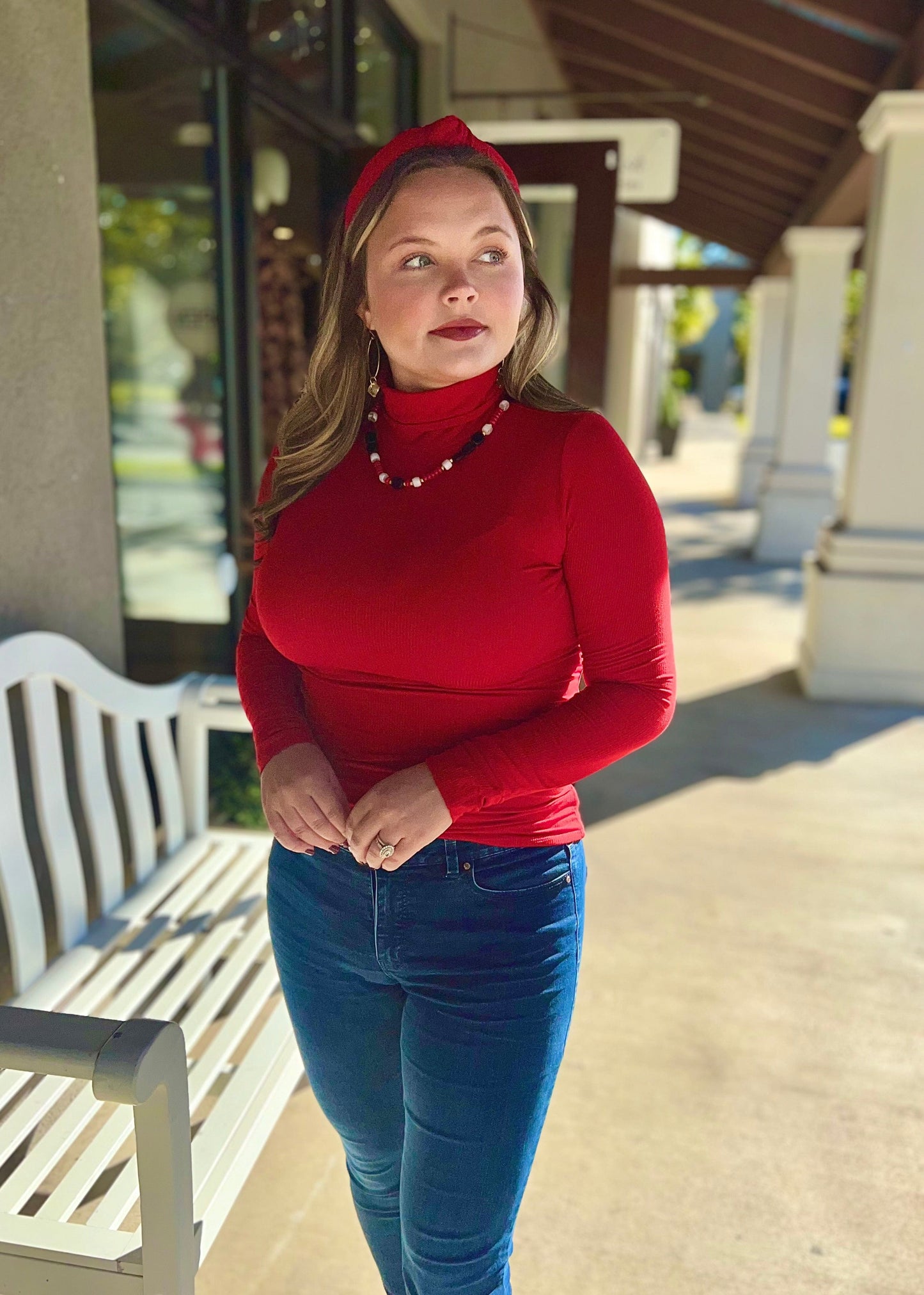 Ribbed Turtle Neck-Red - Butler's Stash