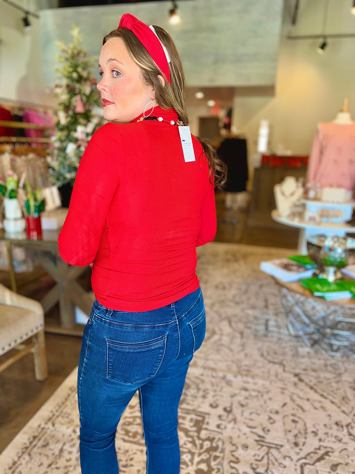 Ribbed Turtle Neck-Red - Butler's Stash