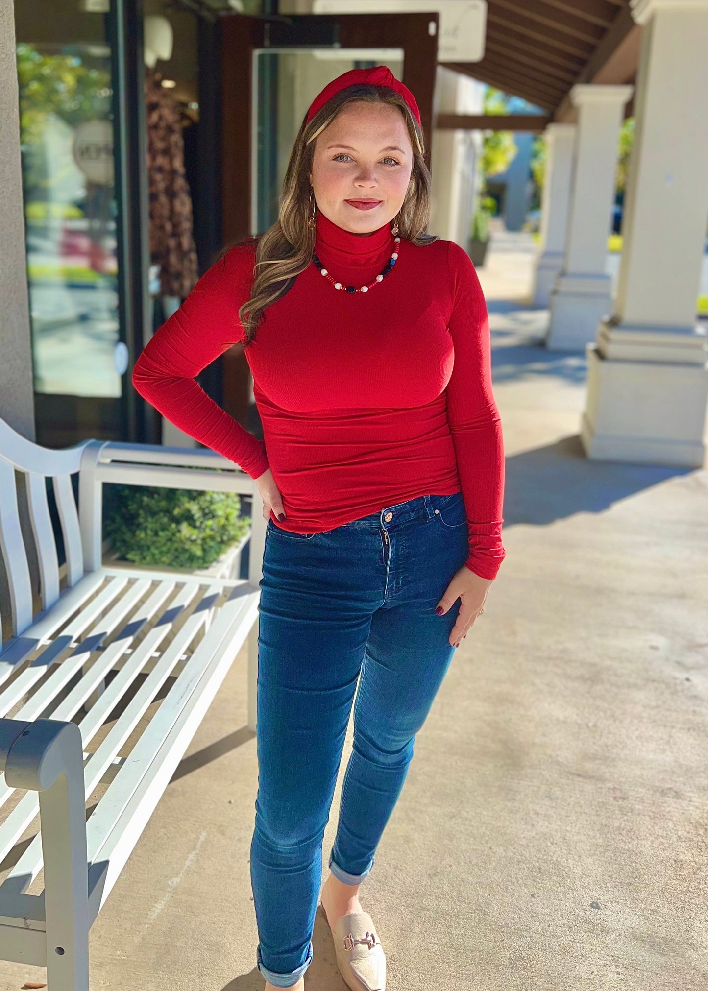 Ribbed Turtle Neck-Red - Butler's Stash