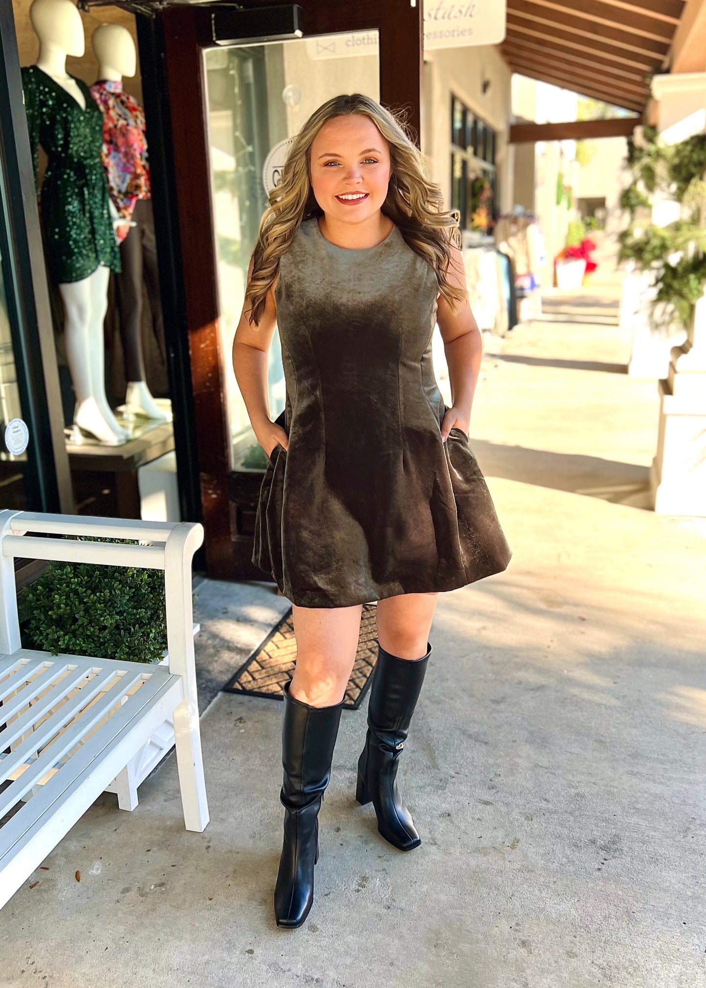 Velvet Pleated Dress - Butler's Stash