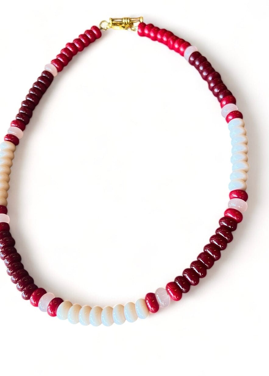 Rayne Necklace- Burgundy & Cream - Butler's Stash