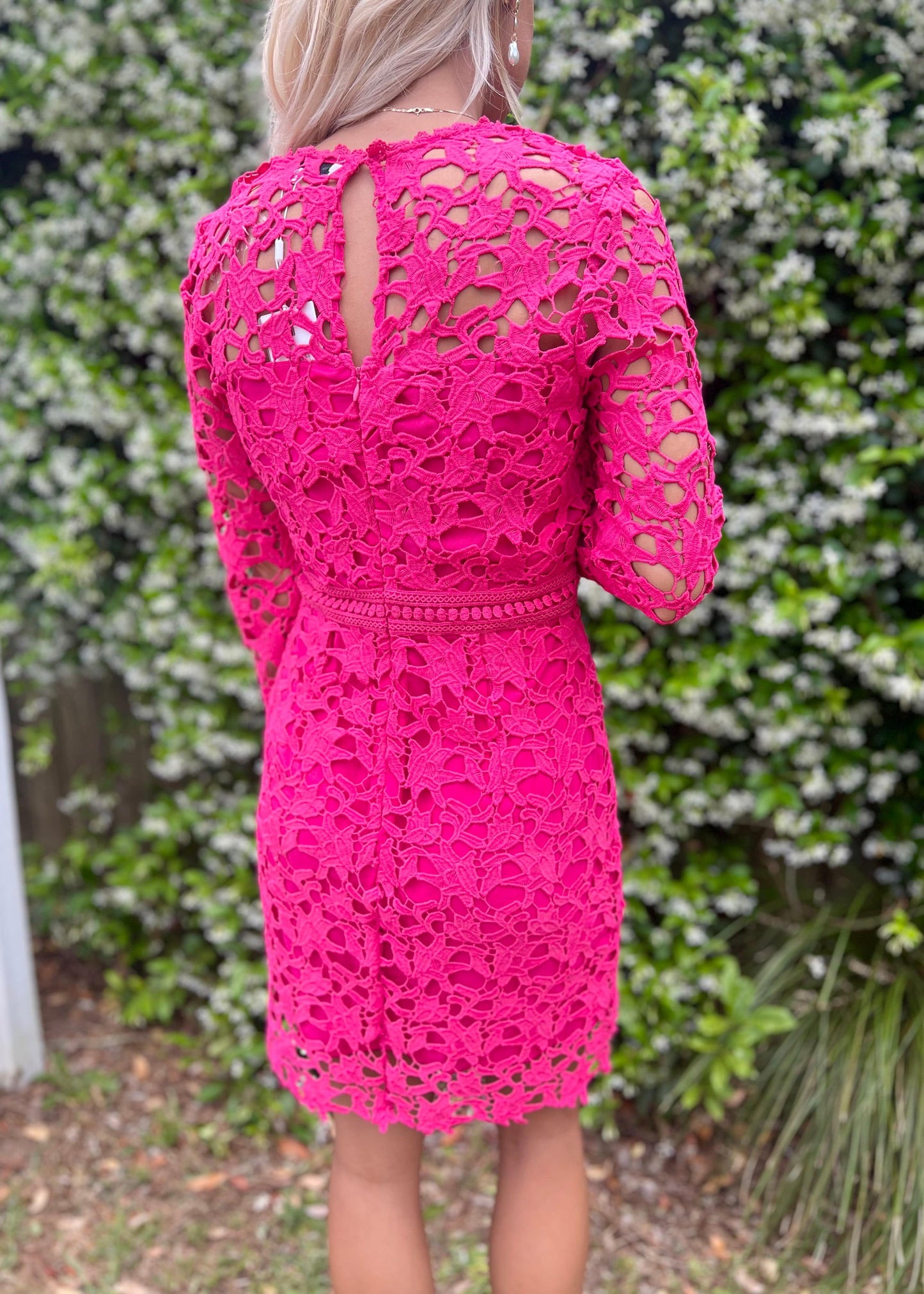 Fuchsia Lace Mini Dress - Butler's Stash