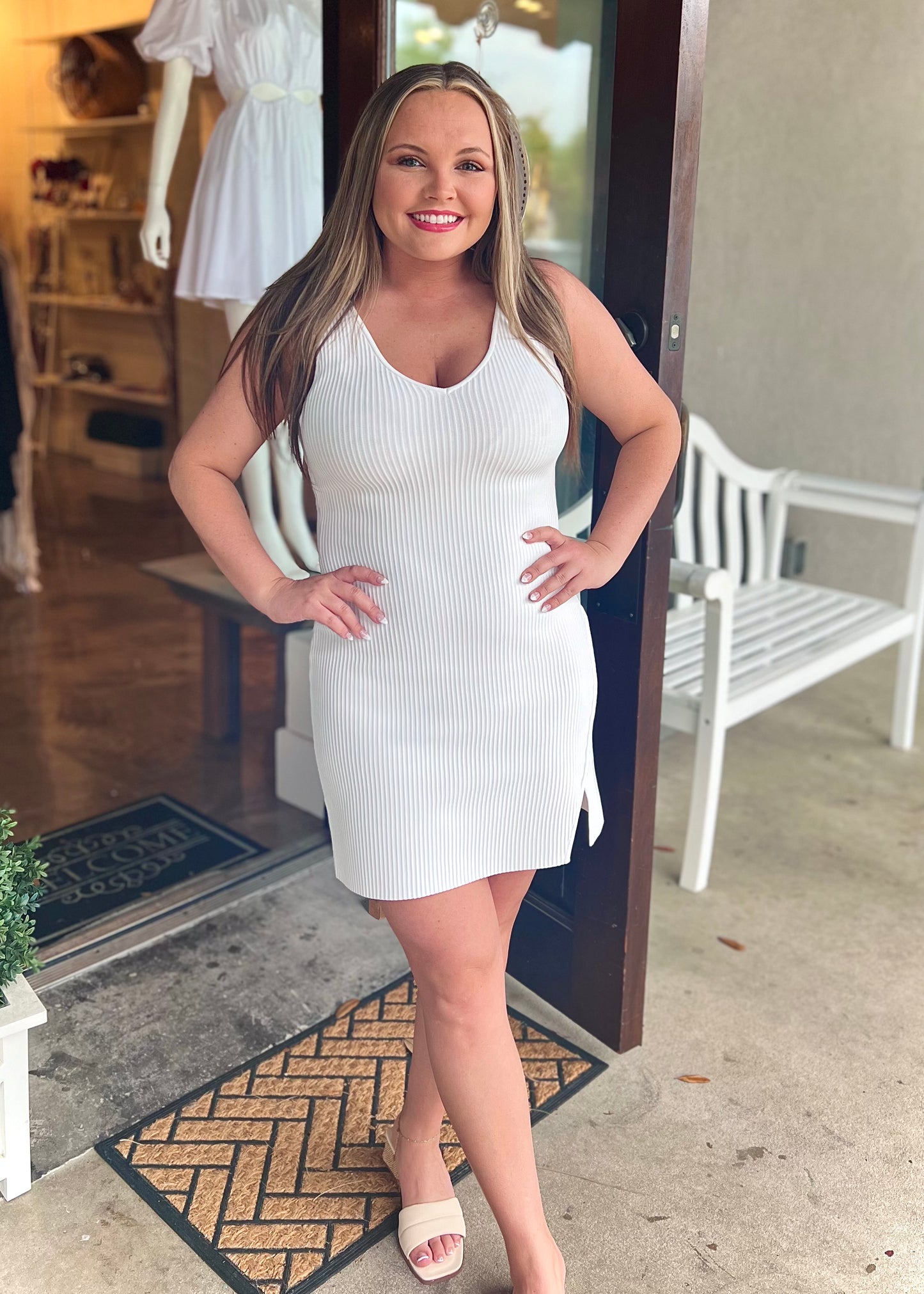 Tamara White V-Neck Dress
