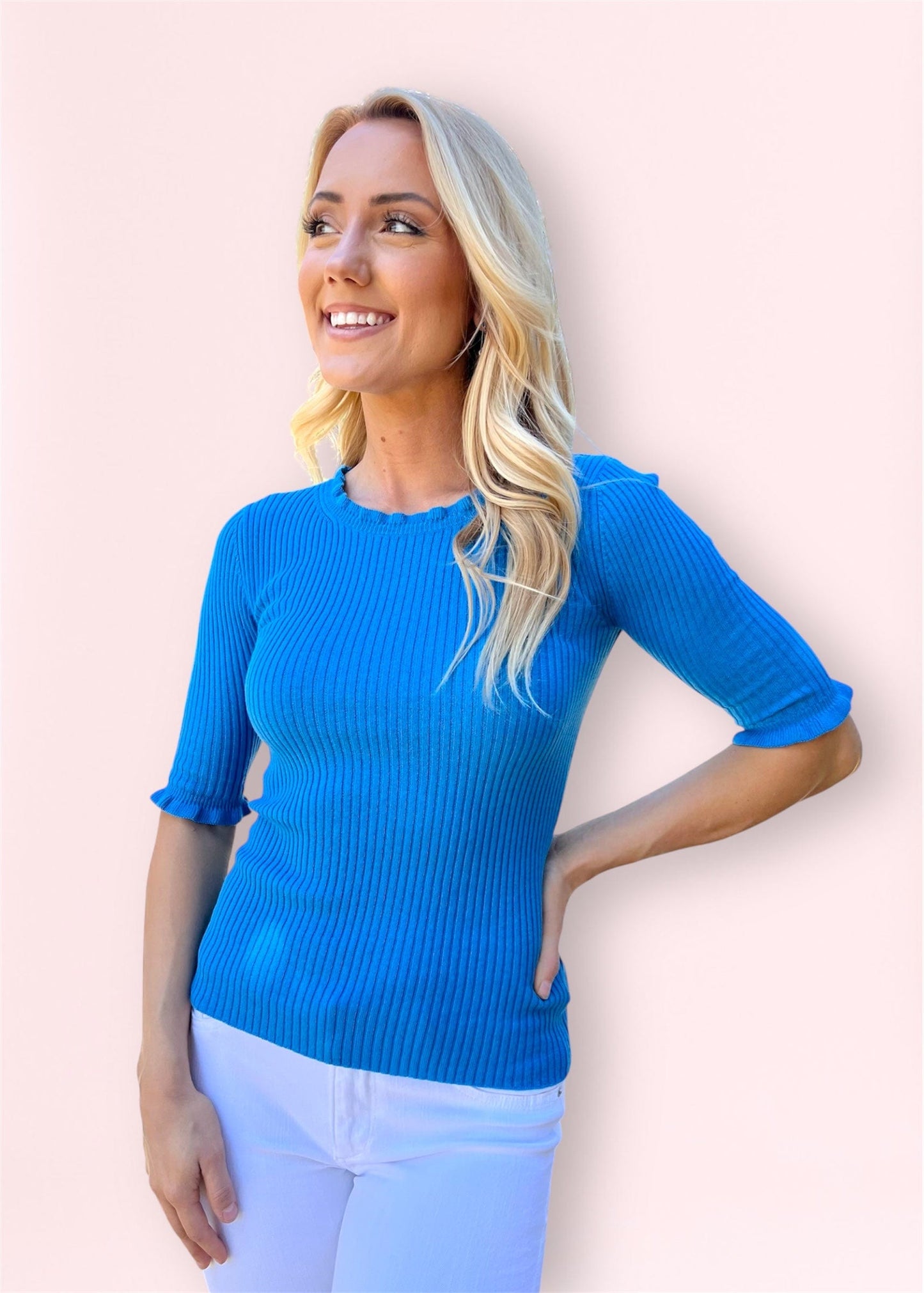 Ribbed Top-Blue
