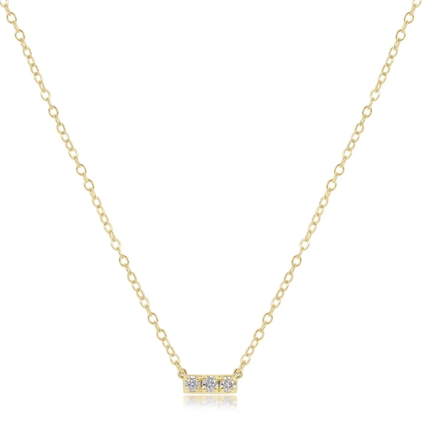 14kt gold and diamond significance bar necklace - three