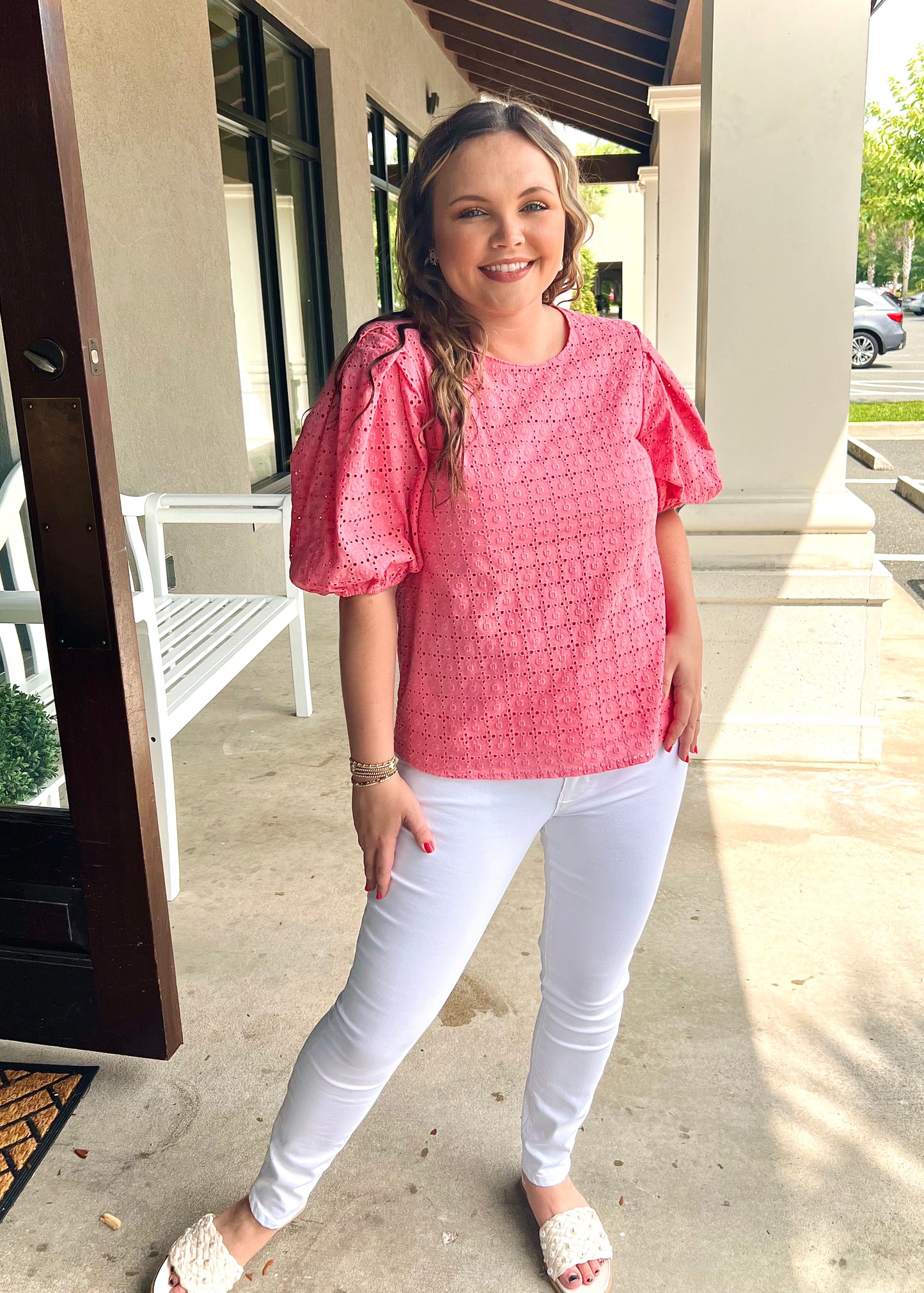 Eyelet Puff Sleeve Top - Butler's Stash