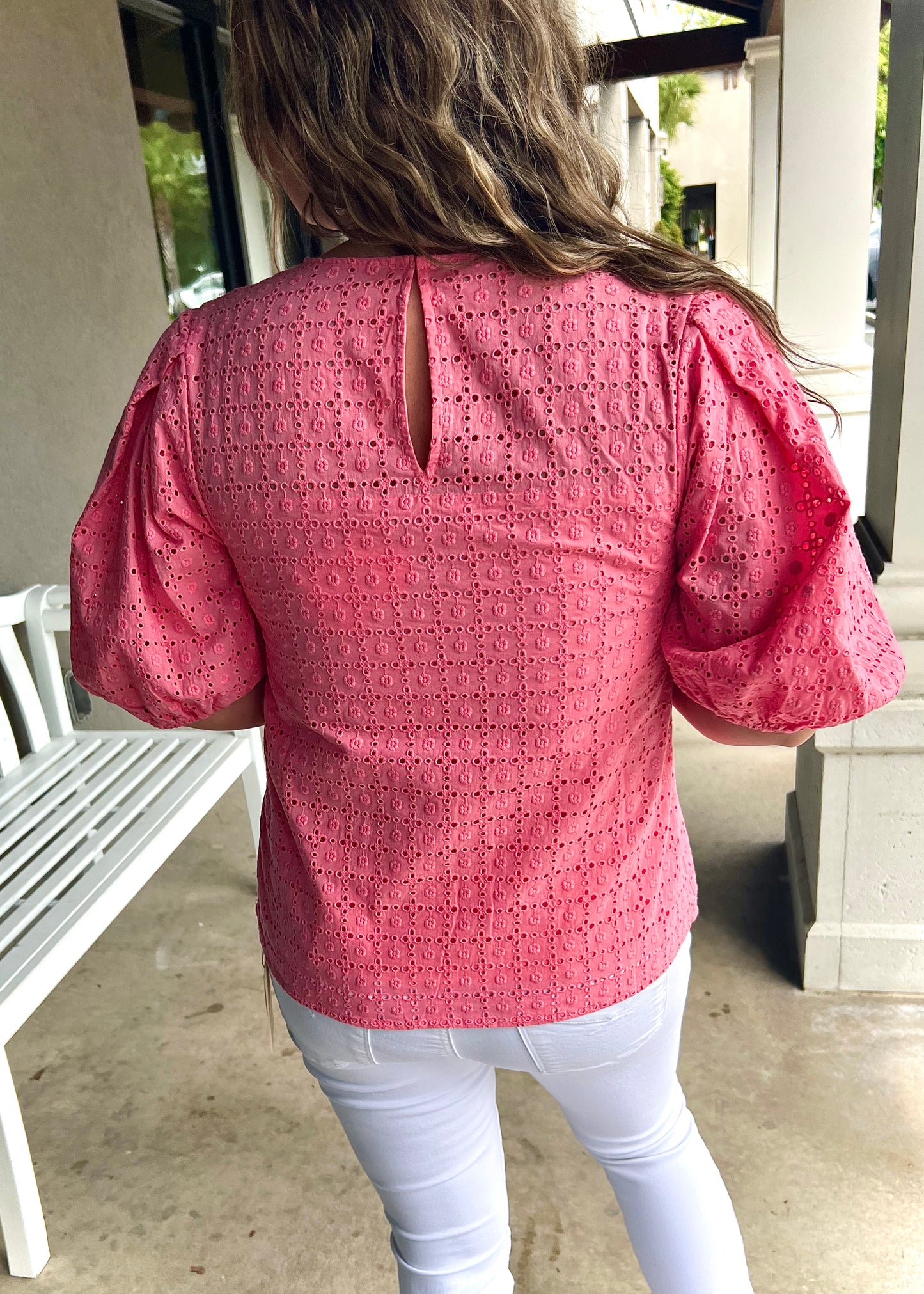 Eyelet Puff Sleeve Top - Butler's Stash
