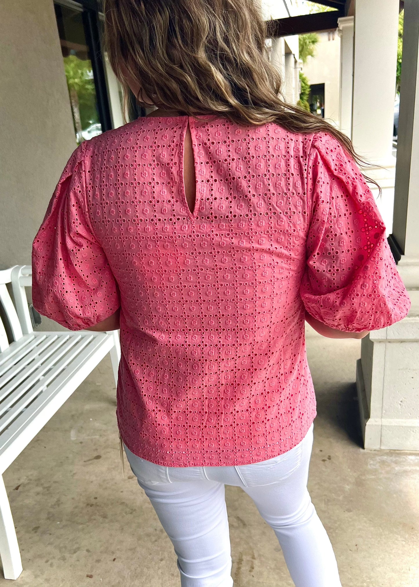 Eyelet Puff Sleeve Top - Butler's Stash