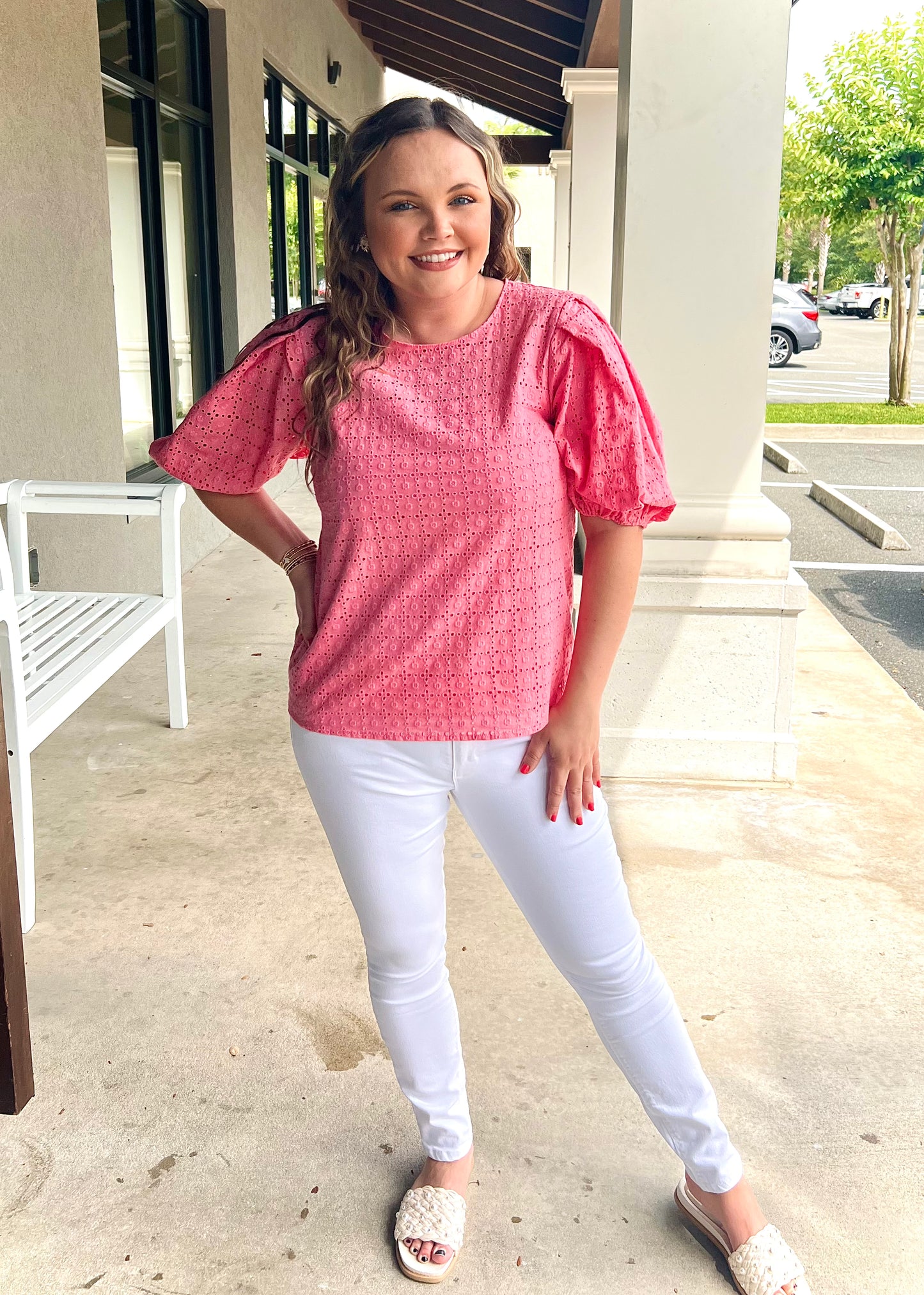 Eyelet Puff Sleeve Top - Butler's Stash