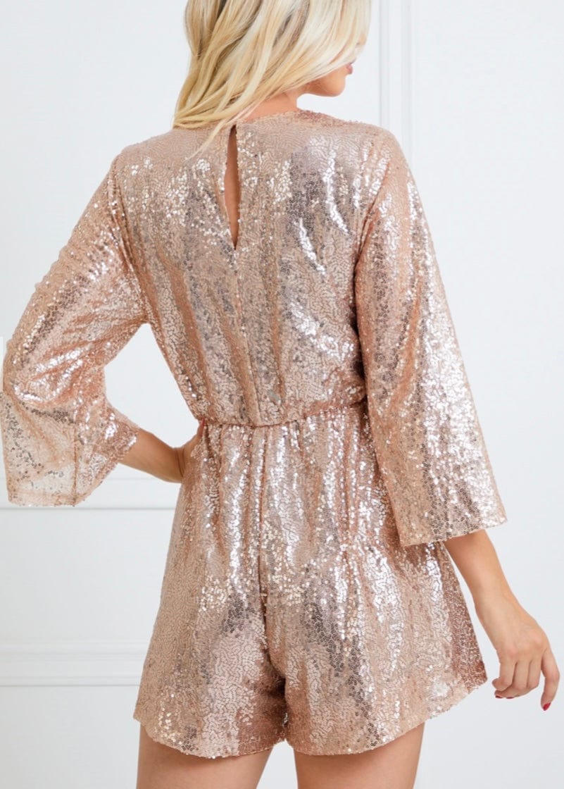 Bronze Sequined Knot Romper - Butler's Stash
