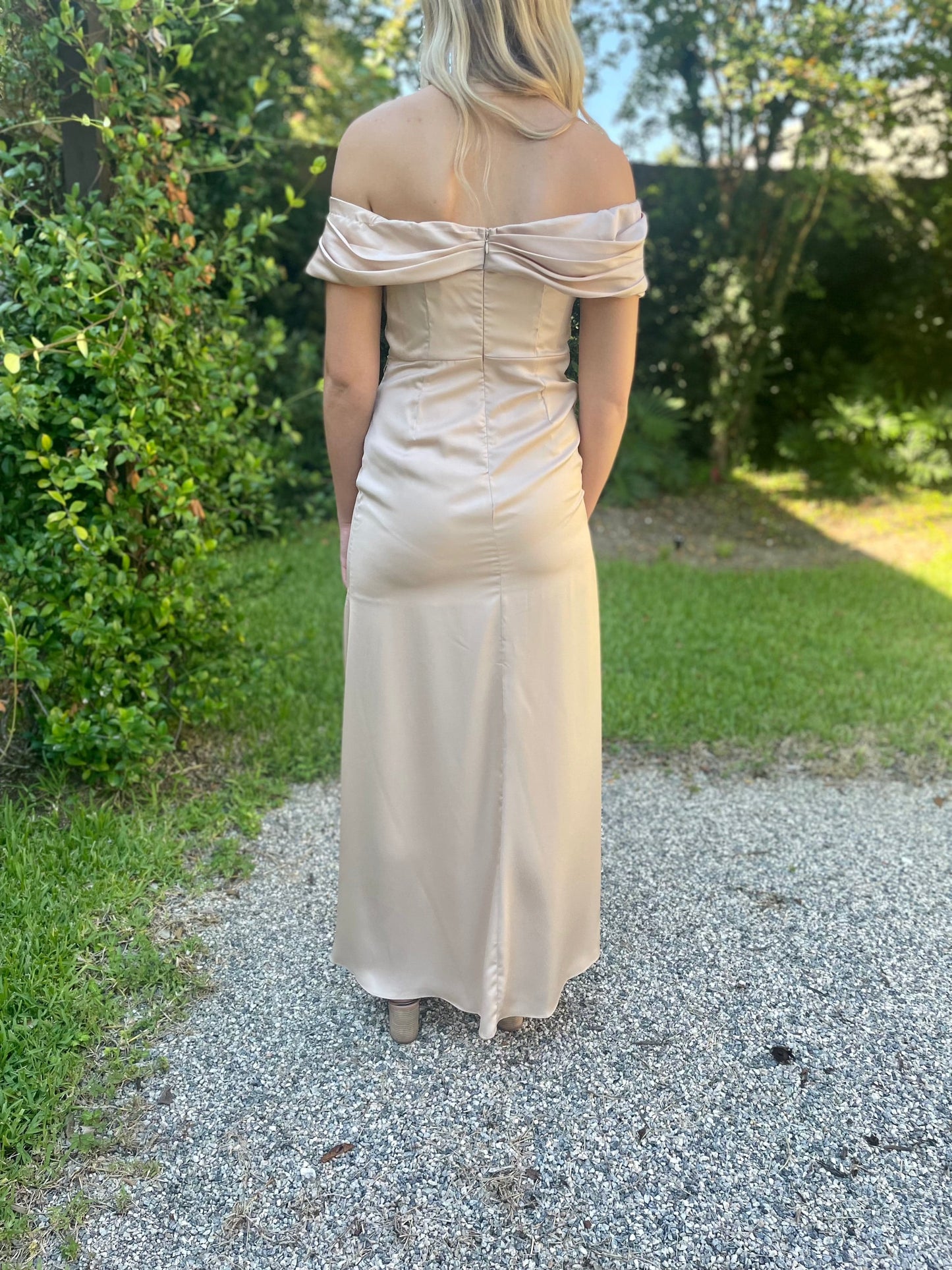 Long Beige Pleated Dress - Butler's Stash