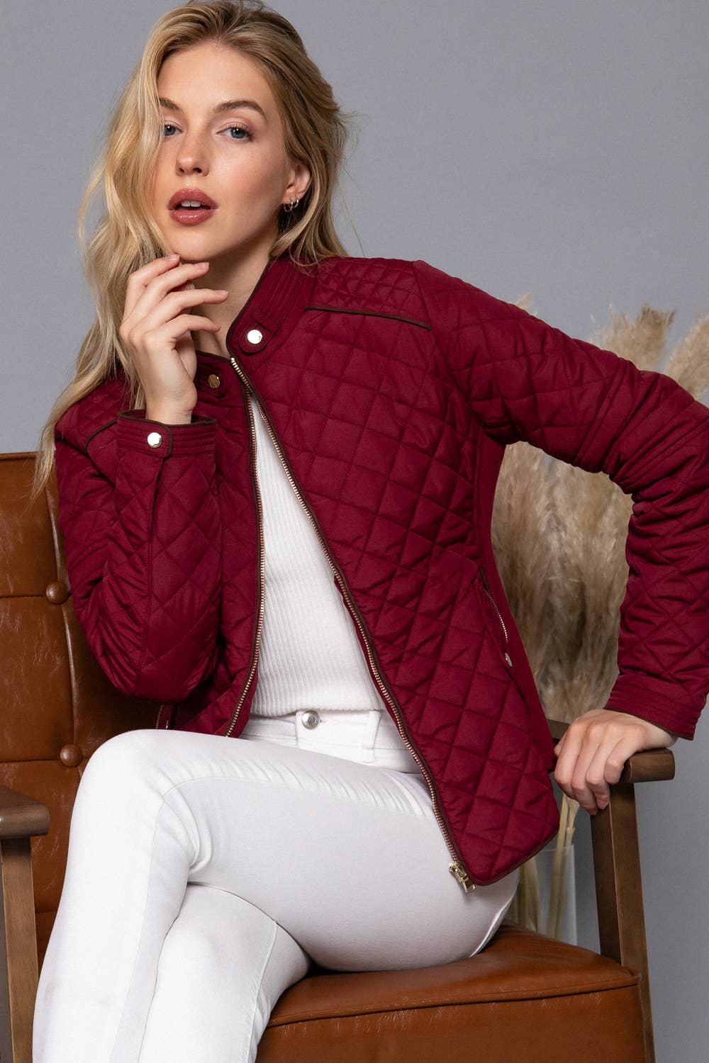 Burgundy Quilted Jacket