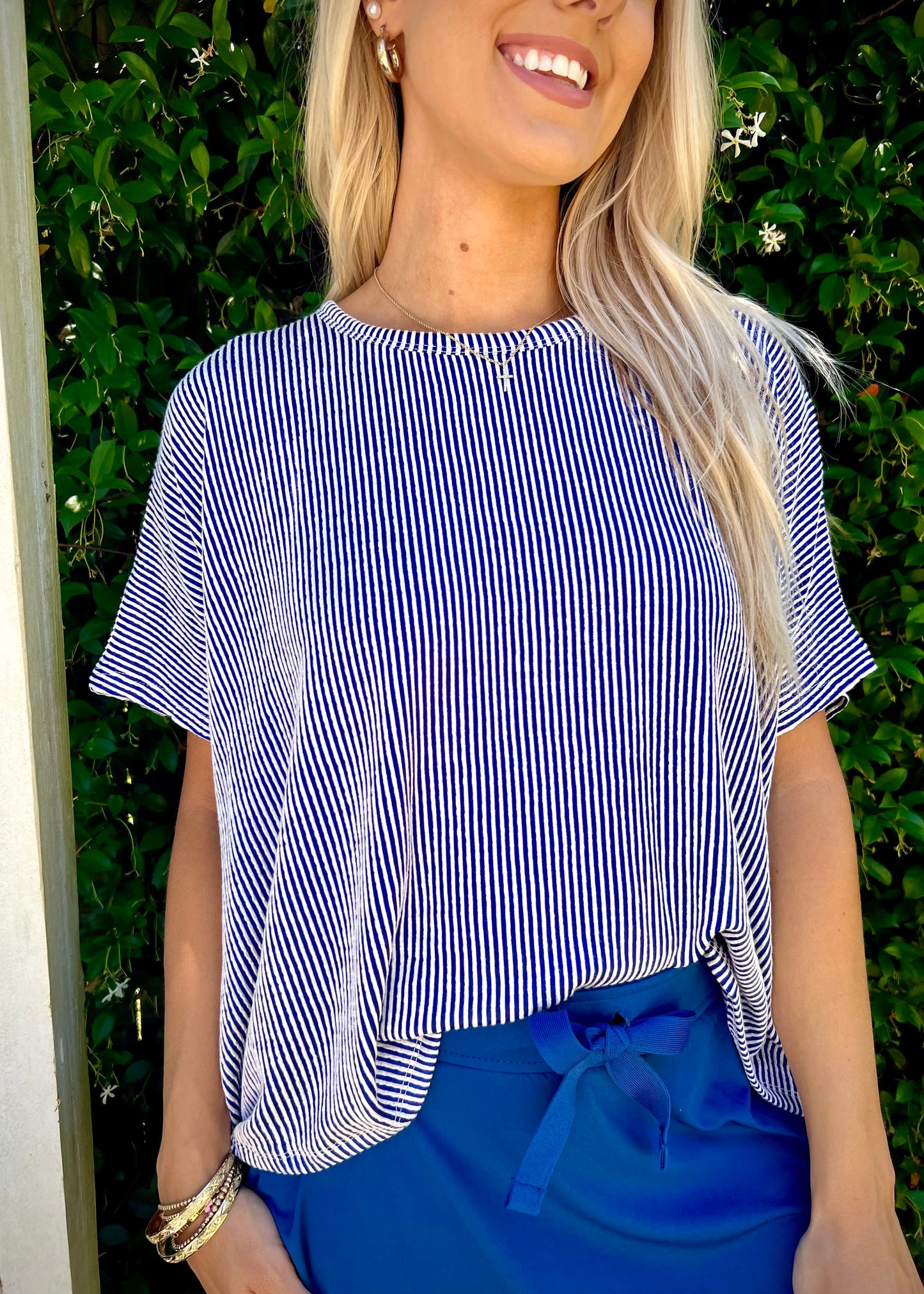 Navy Striped Top