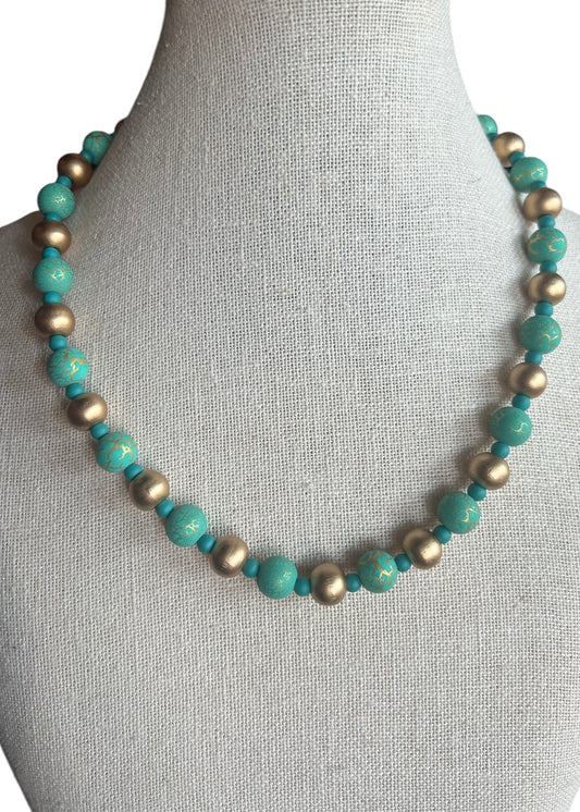 Teal & Gold Necklace - Butler's Stash