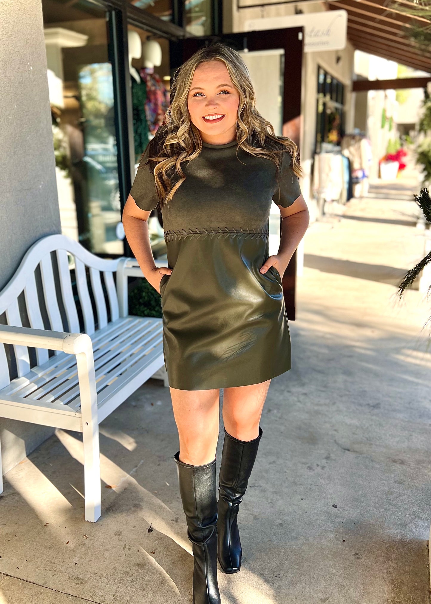Faux Leather & Suede Dress