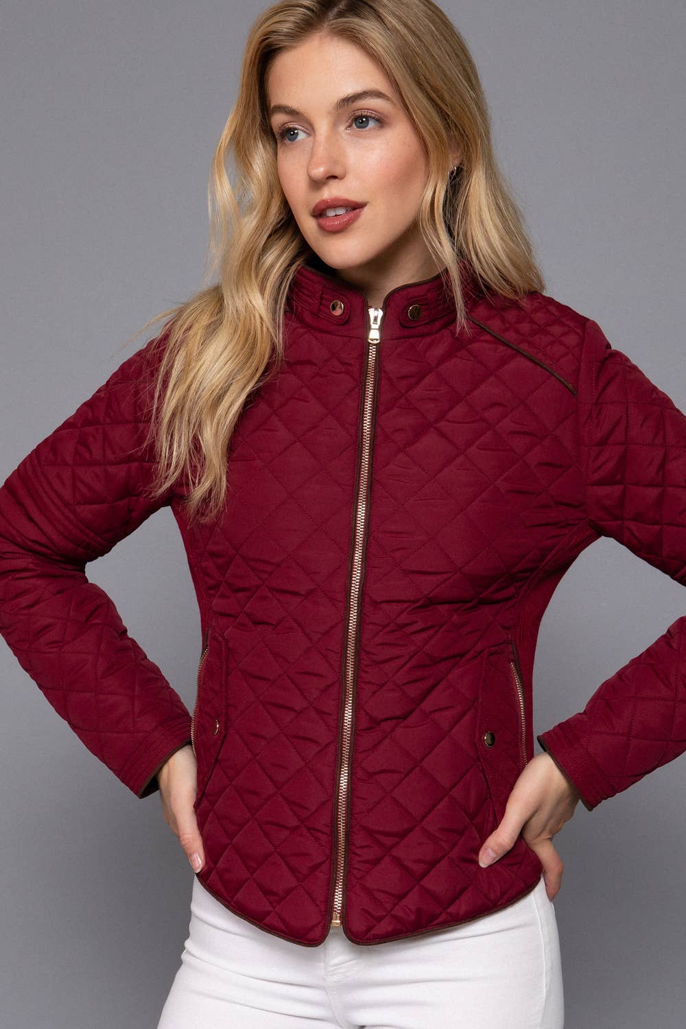 Burgundy Quilted Jacket