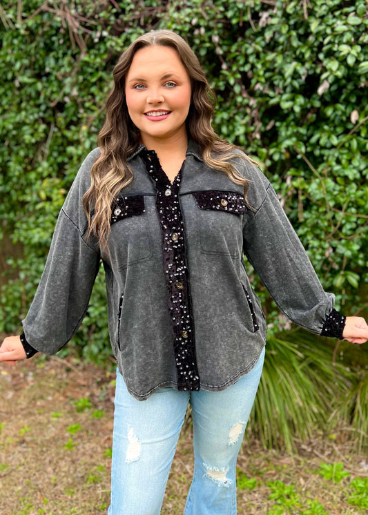 Sequined Detail Shacket
