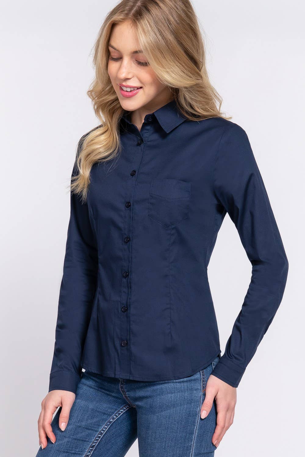 Long Sleeve Button Down Stretch Poplin Shirt - Butler's Stash