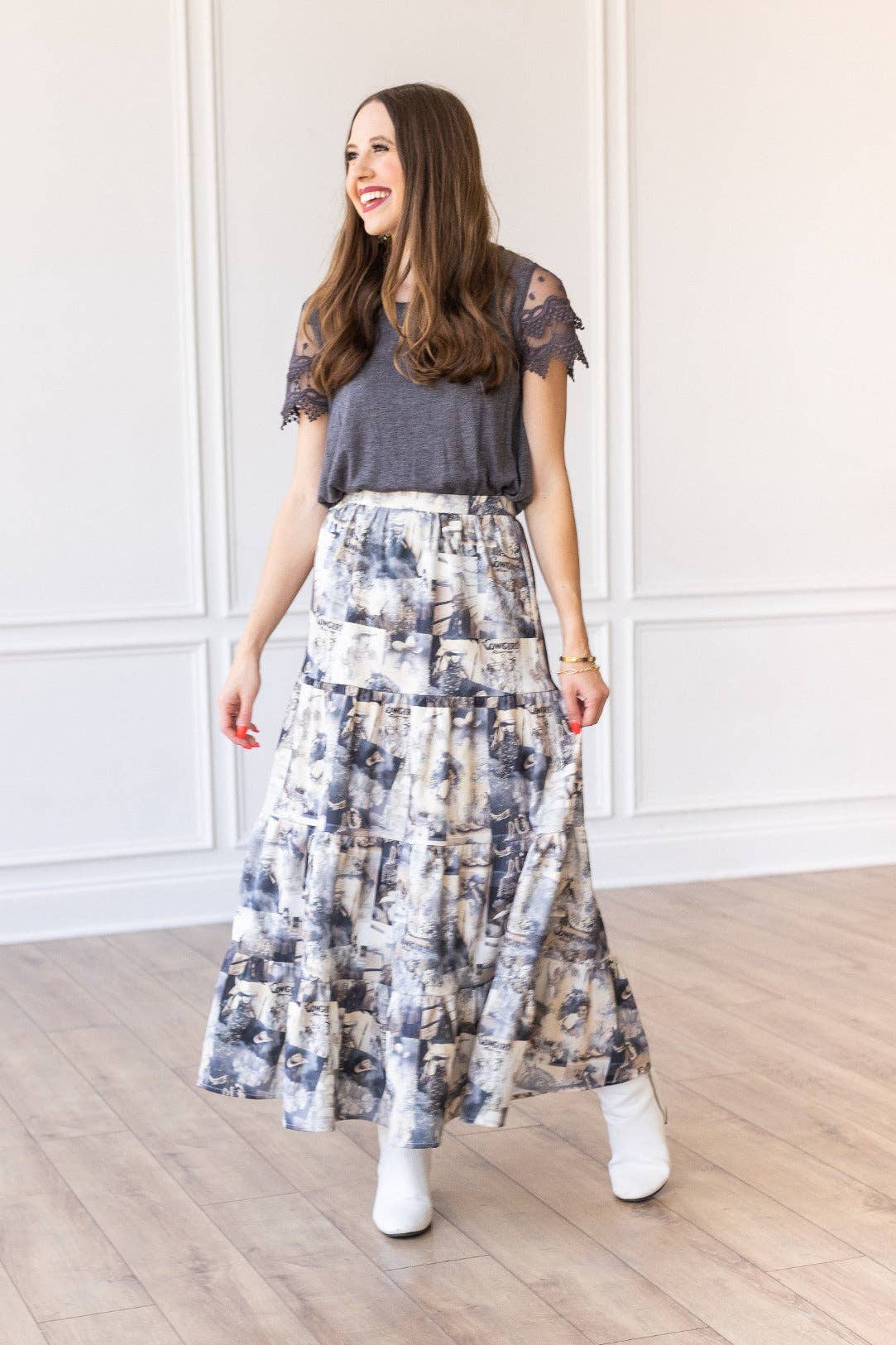 Cowgirl Romance Tiered Midi Skirt - Butler's Stash