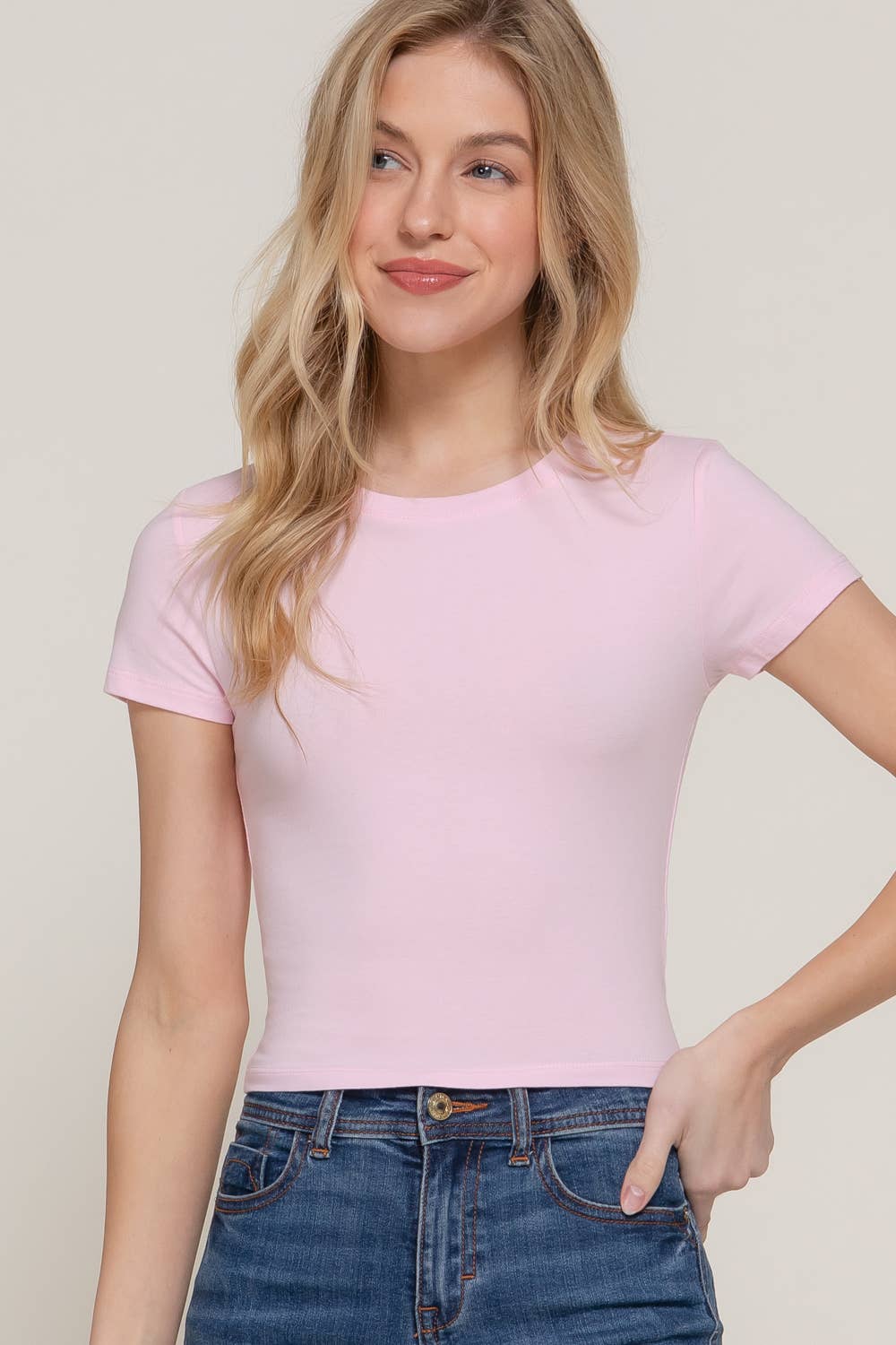 Short Sleeve Crew Neck Crop Top
