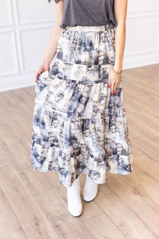 Cowgirl Romance Tiered Midi Skirt
