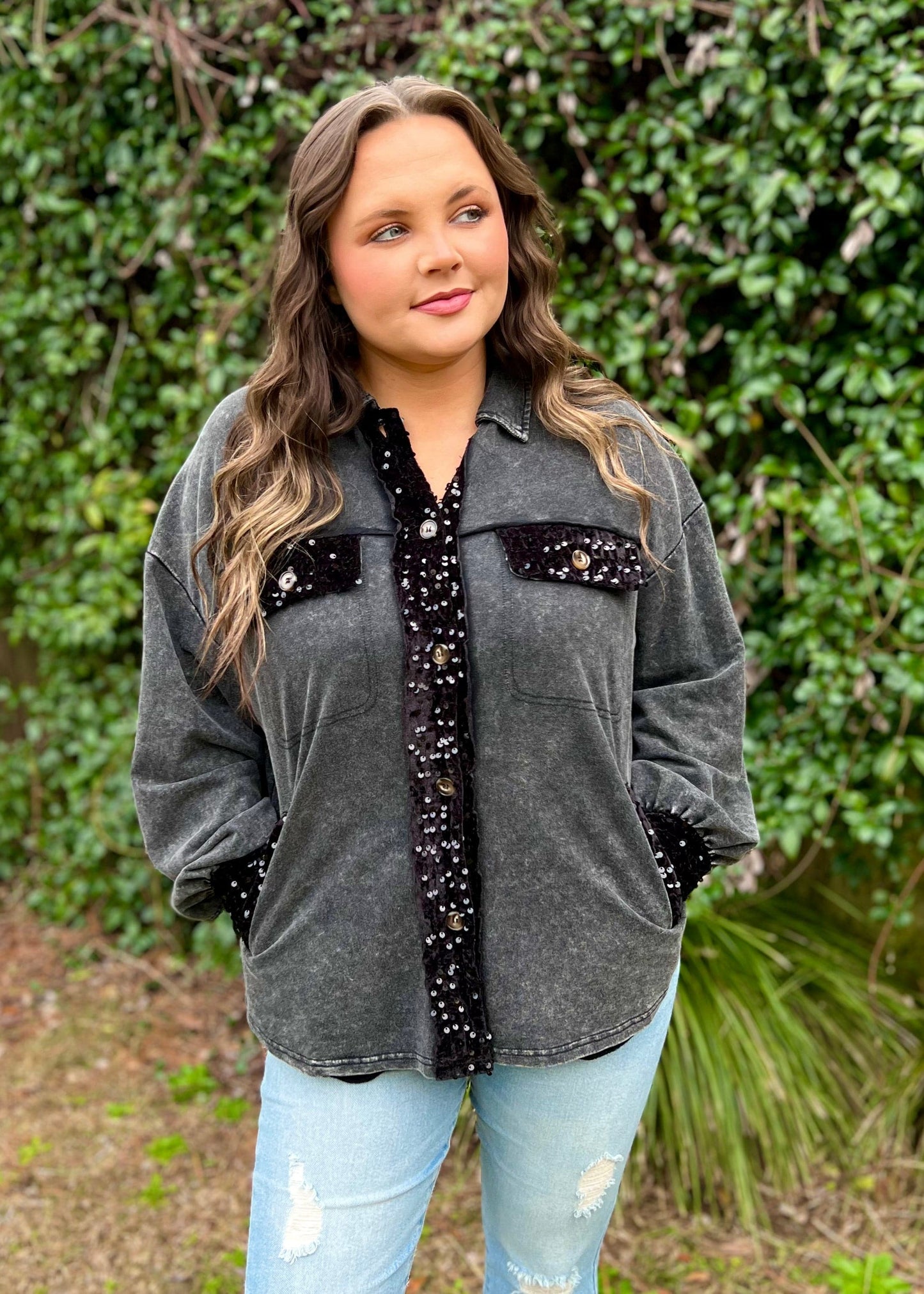 Sequined Detail Shacket - Butler's Stash