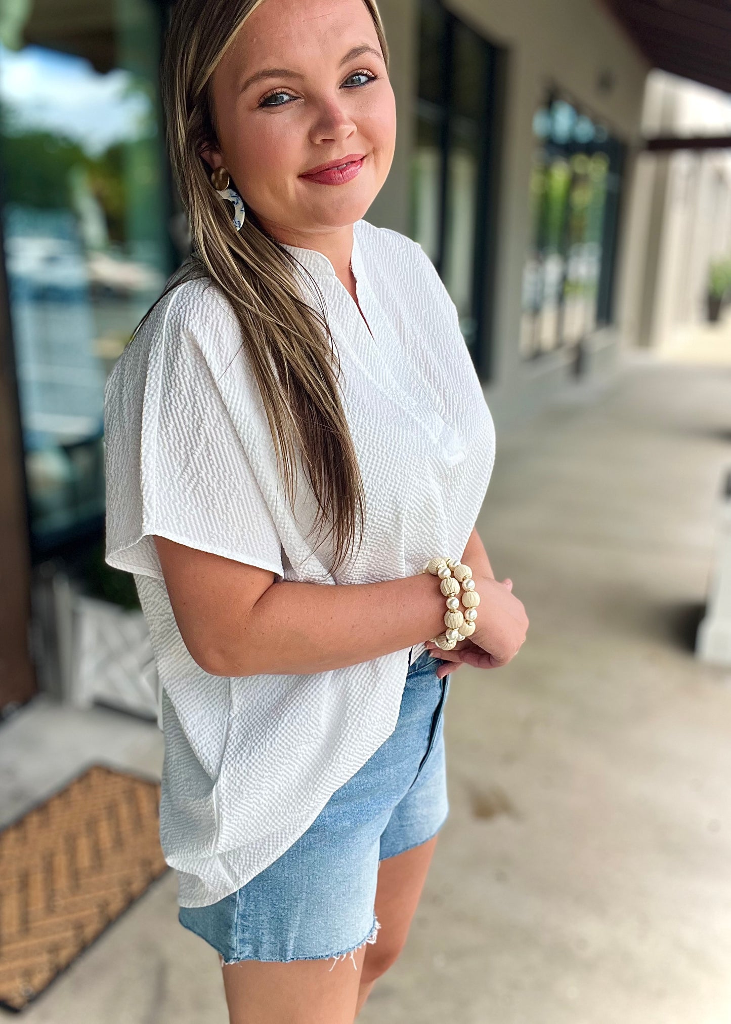 White V-Neck Blouse