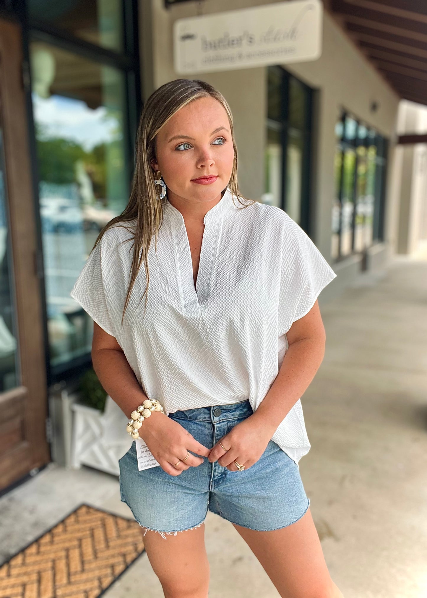 White V-Neck Blouse