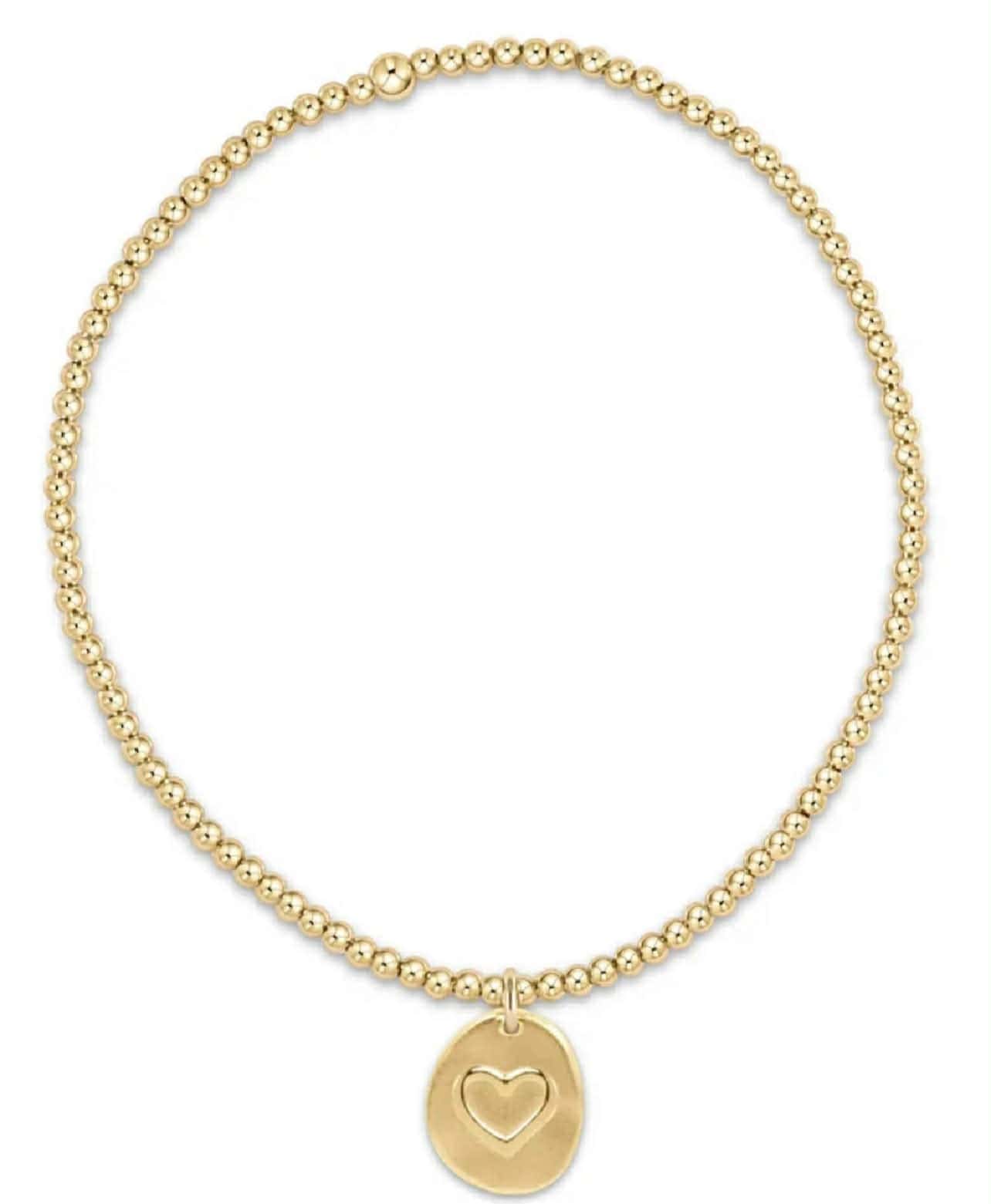 classic gold 2mm bead bracelet - inspire love small gold charm