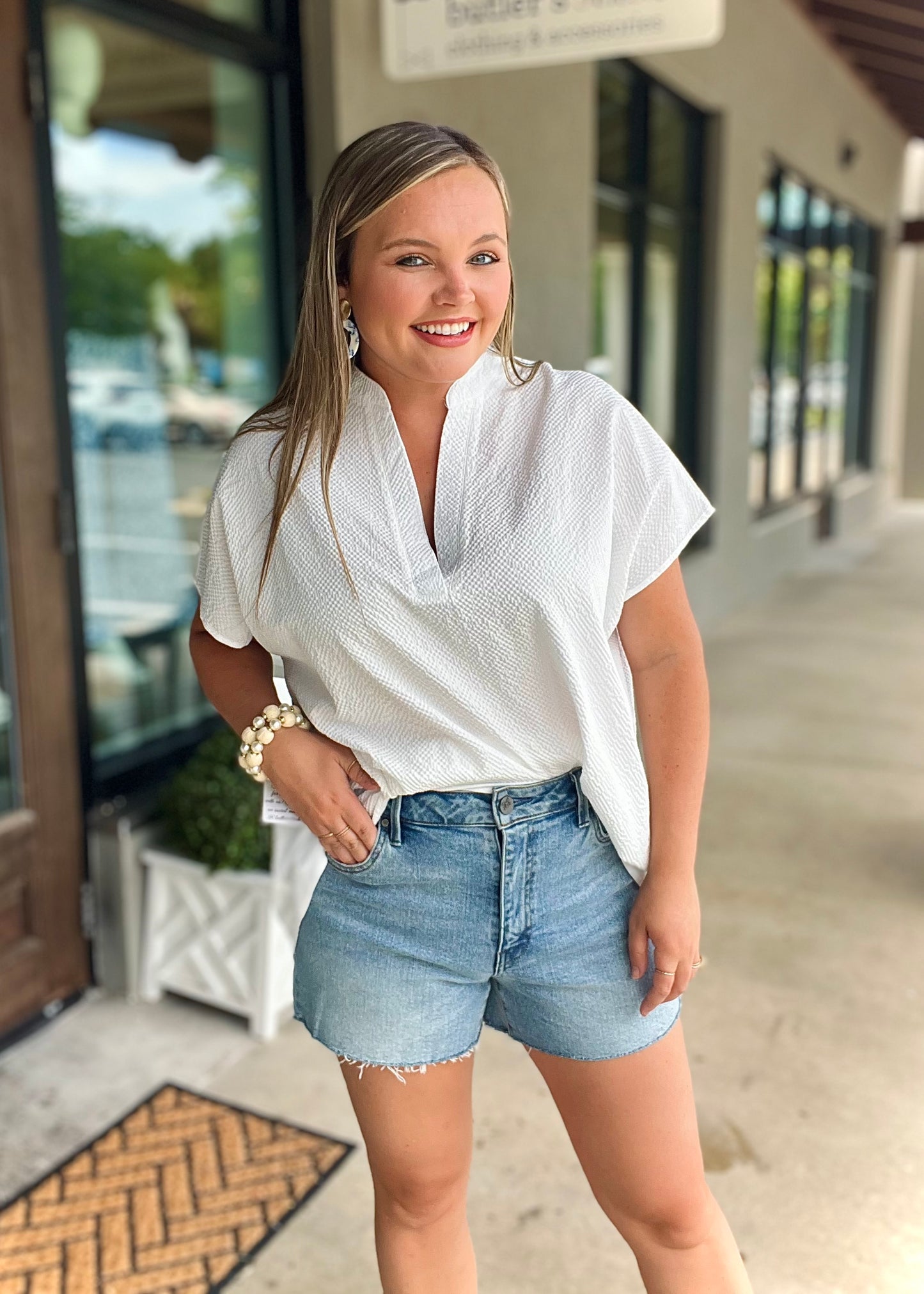 White V-Neck Blouse