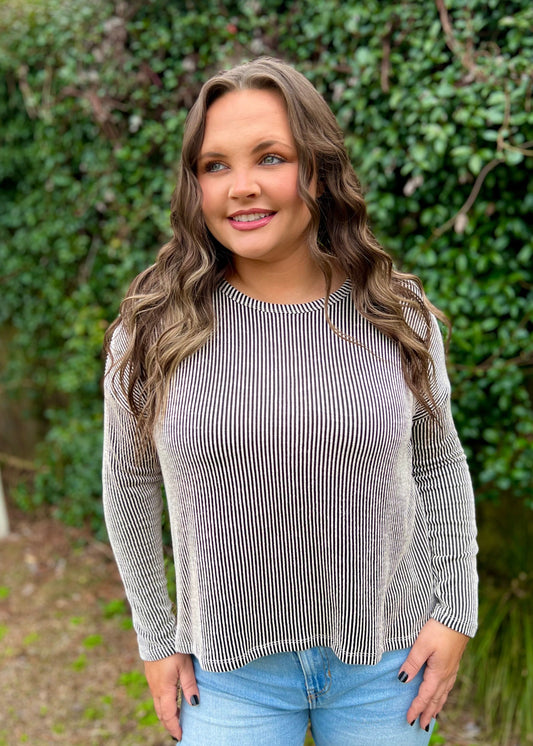 Stripped Cropped Long Sleeve