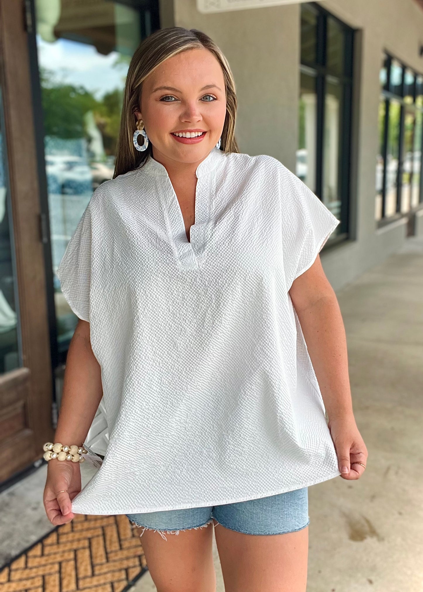 White V-Neck Blouse