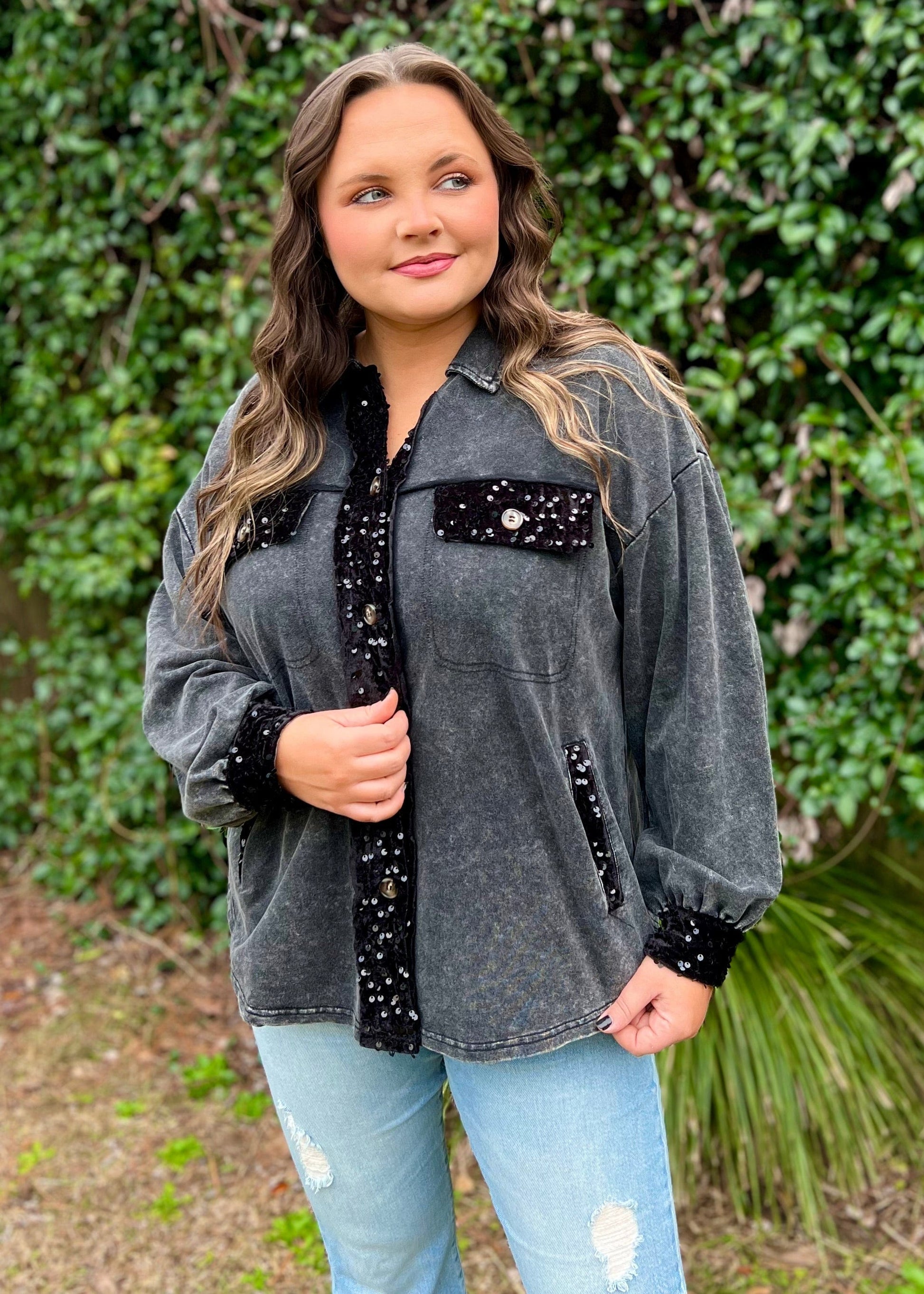 Sequined Detail Shacket - Butler's Stash