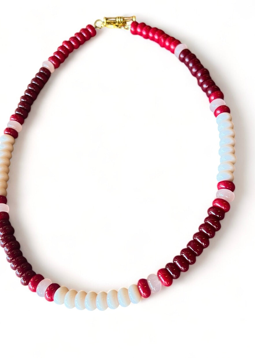 Rayne Necklace- Burgundy & Cream