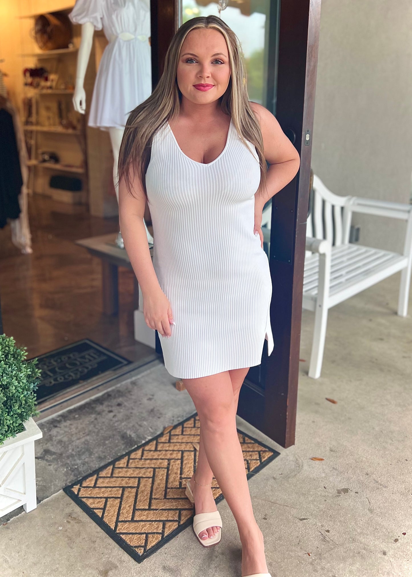 Tamara White V-Neck Dress
