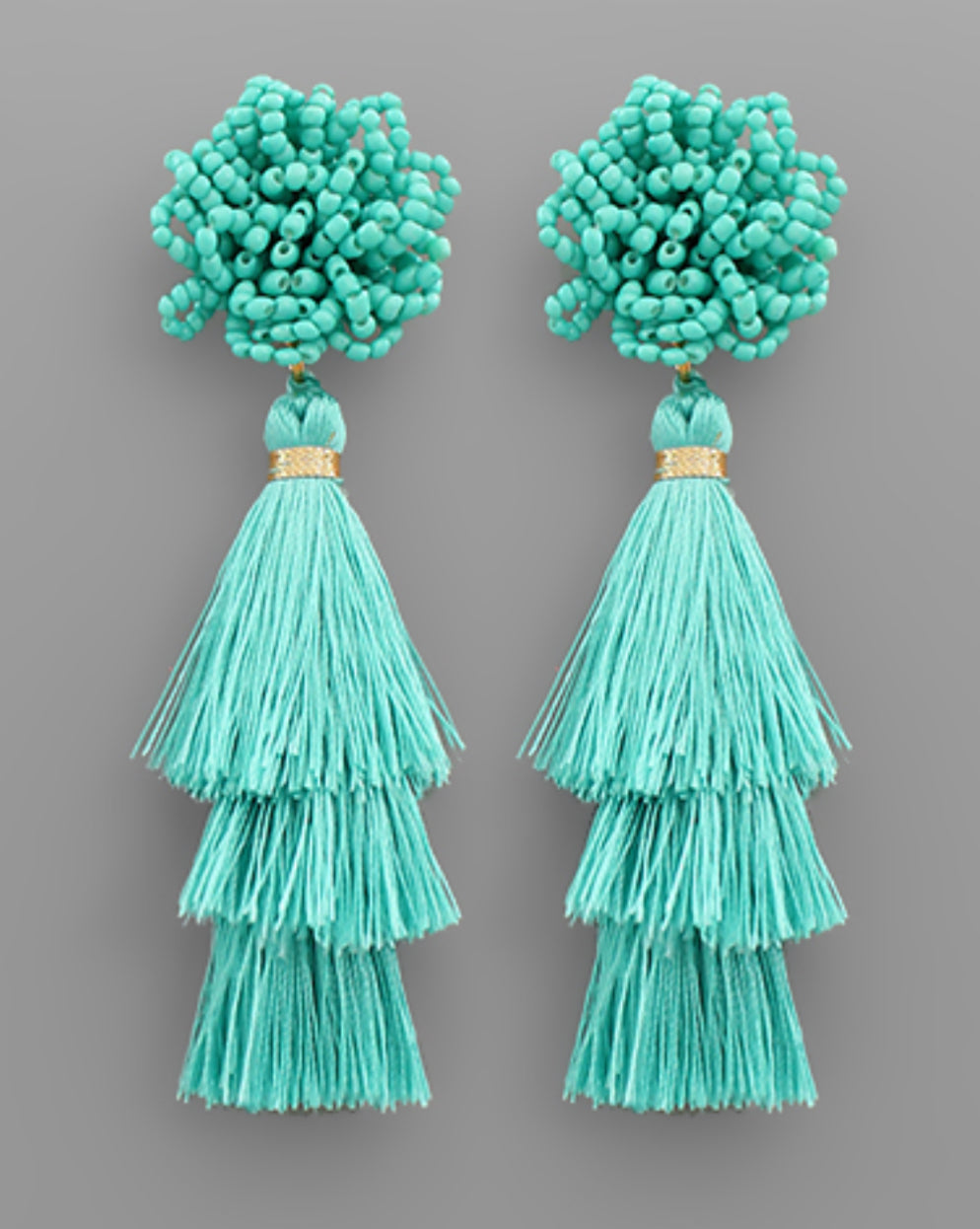 Turquoise Bead/Tassel Earring