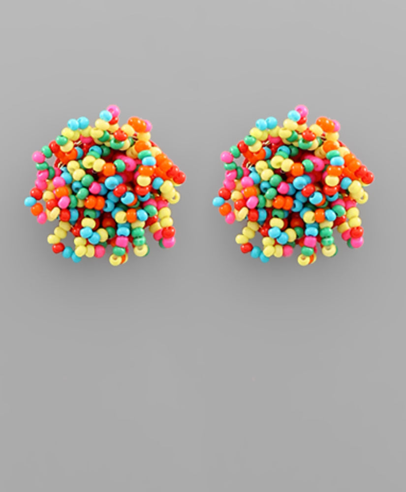 Seed Bead Stud Earring