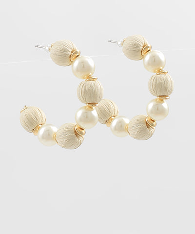 Pearl & Raffia Hoops