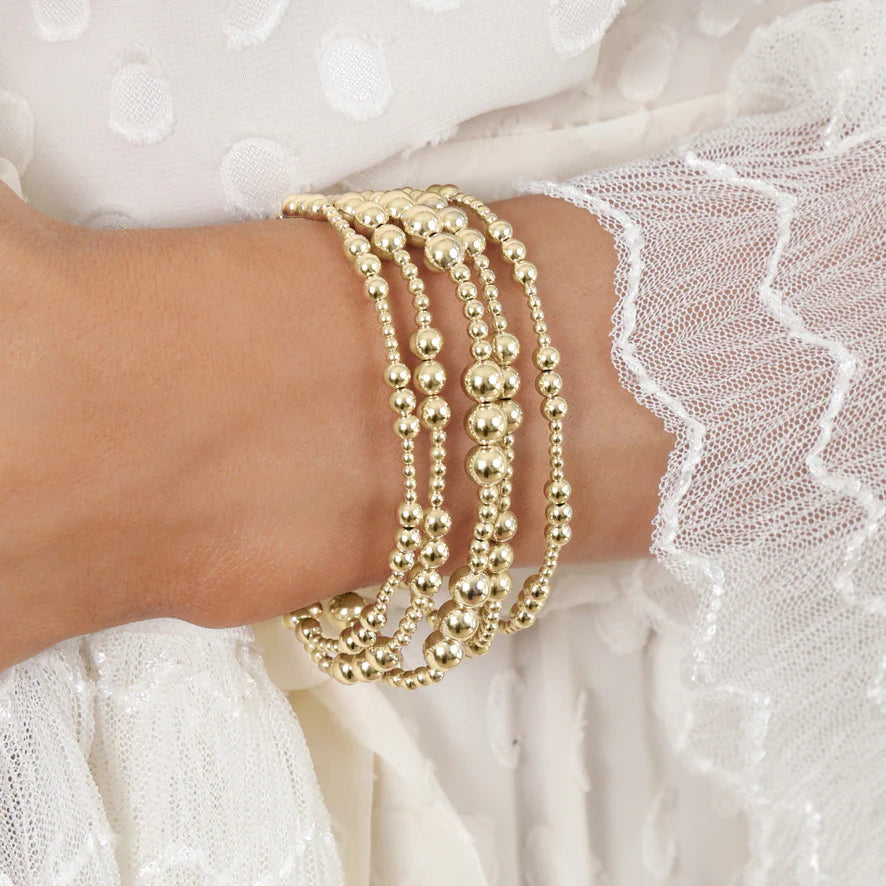 Classic Joy Pattern 4mm Bead Bracelet-Gold