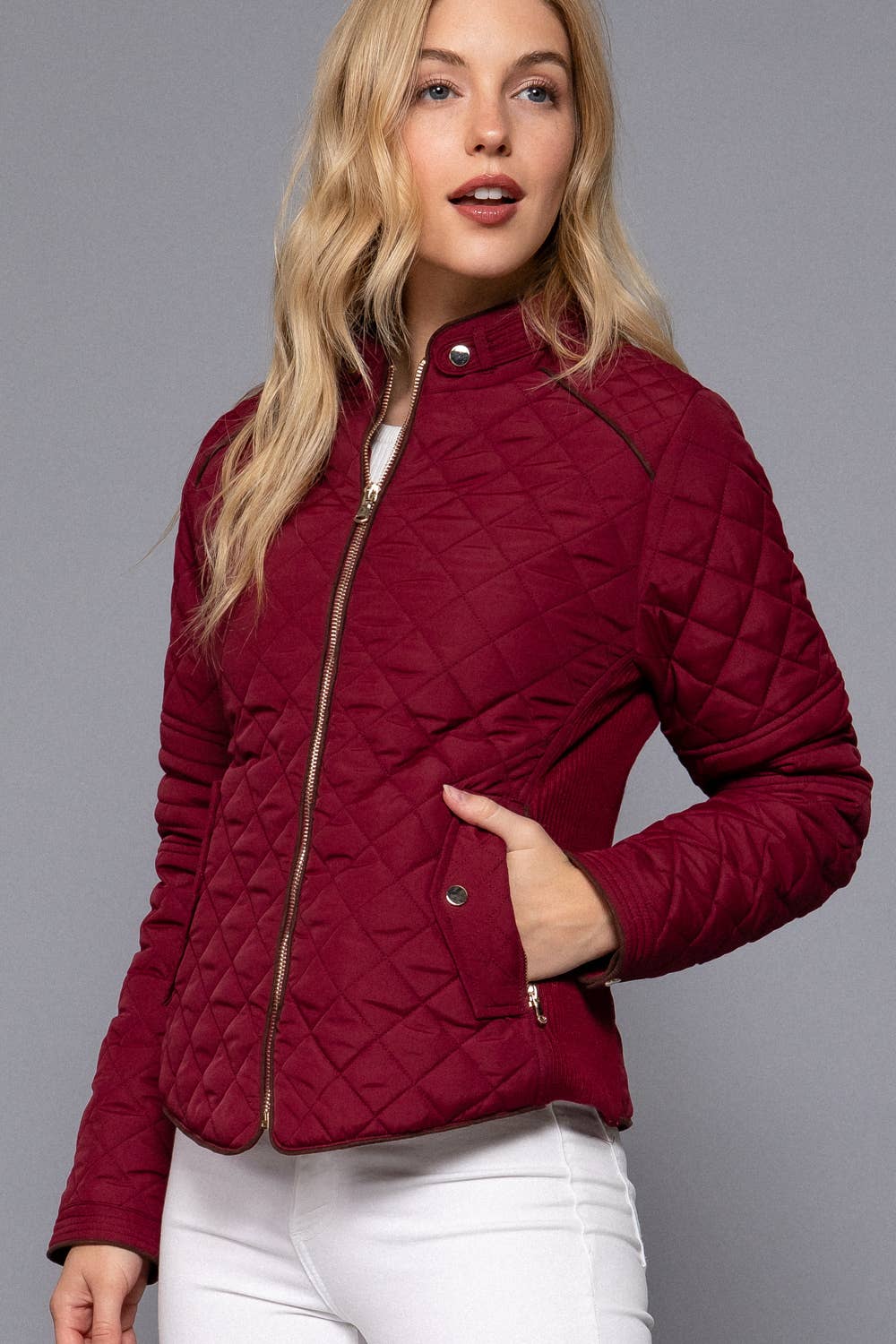 Burgundy Quilted Jacket