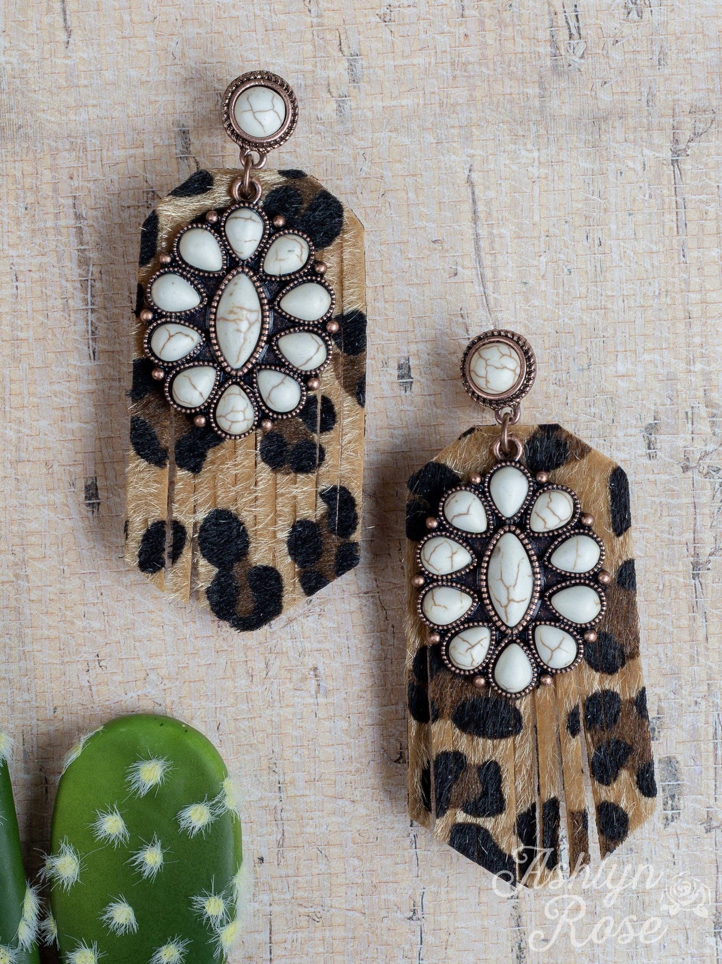 Fringe Earrings with Stone Flower - Butler's Stash