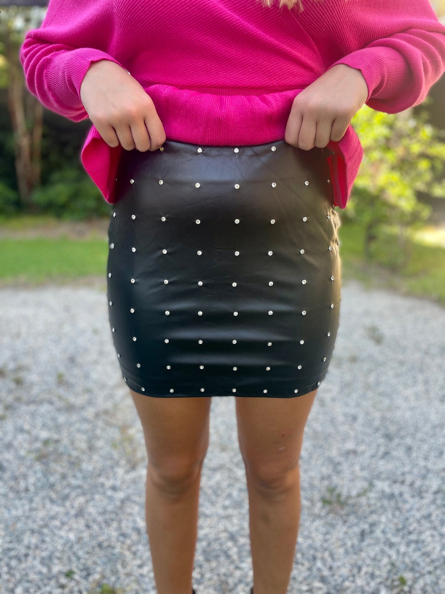 Stud Leather Skirt